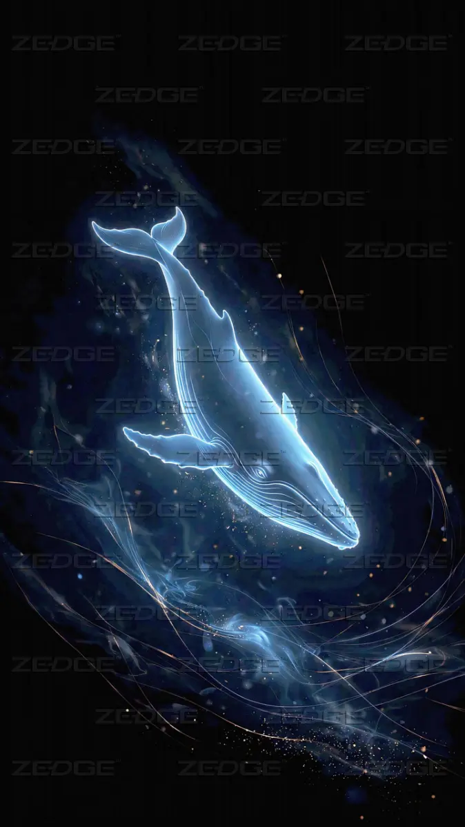 674x1198 Glowing Humpback Whale AMOLED Dark Wallpaper wallpaper by Edwin Campuzano Osorio