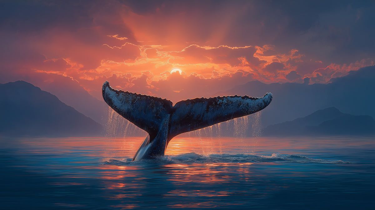1200x673 Sunset Whale Tail Mural Wallpaper