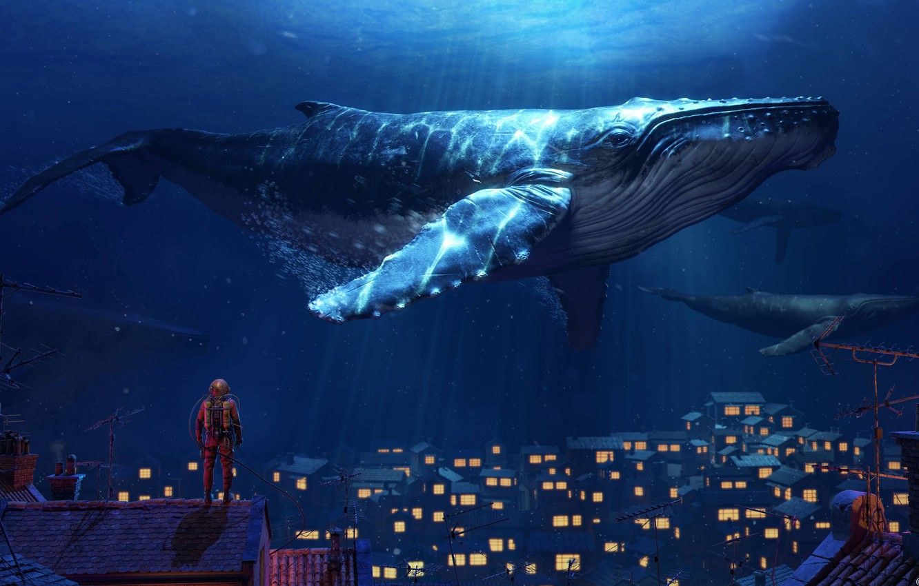 1332x850 Fantasy Whale Dark Wallpaper 112139