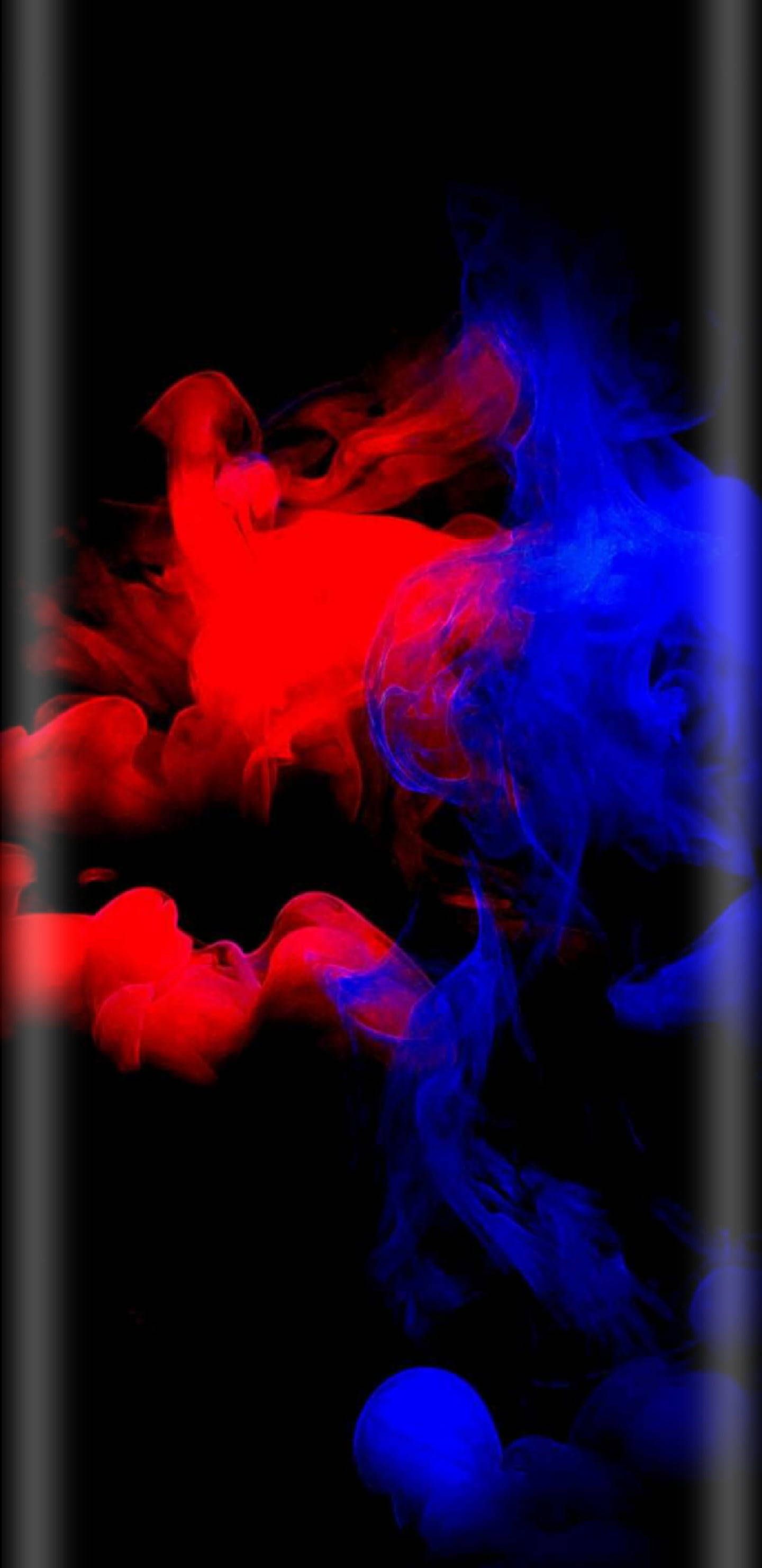 1440x2960 Download Blue And Red Smoke On Samsung Full HD Wallpaper