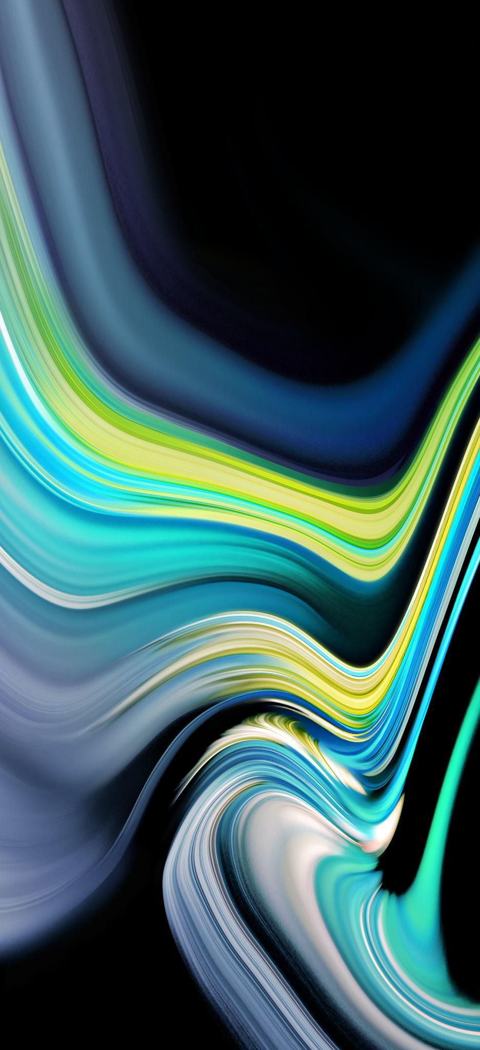 936x2048 Green, White and Blue Abstract Wallpaper