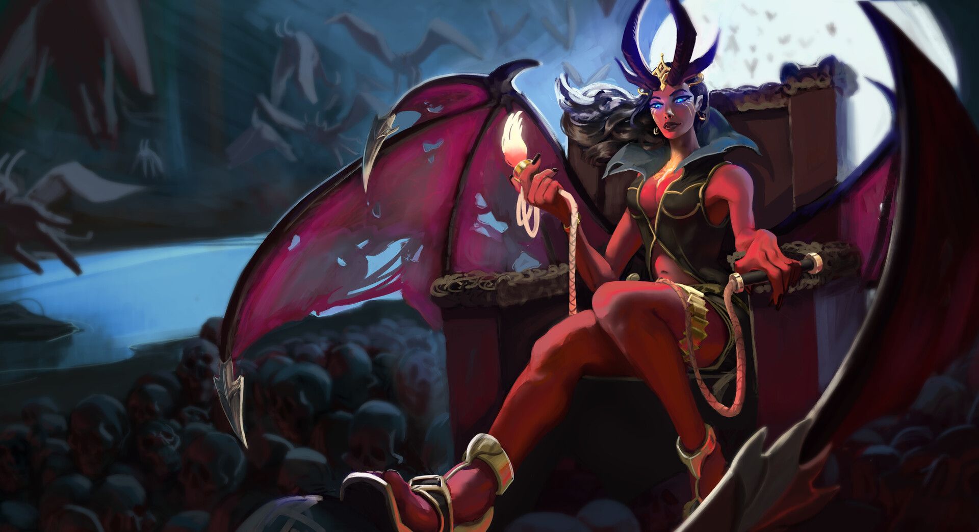 1920x1044 Dota 2 Queen of pain fanart