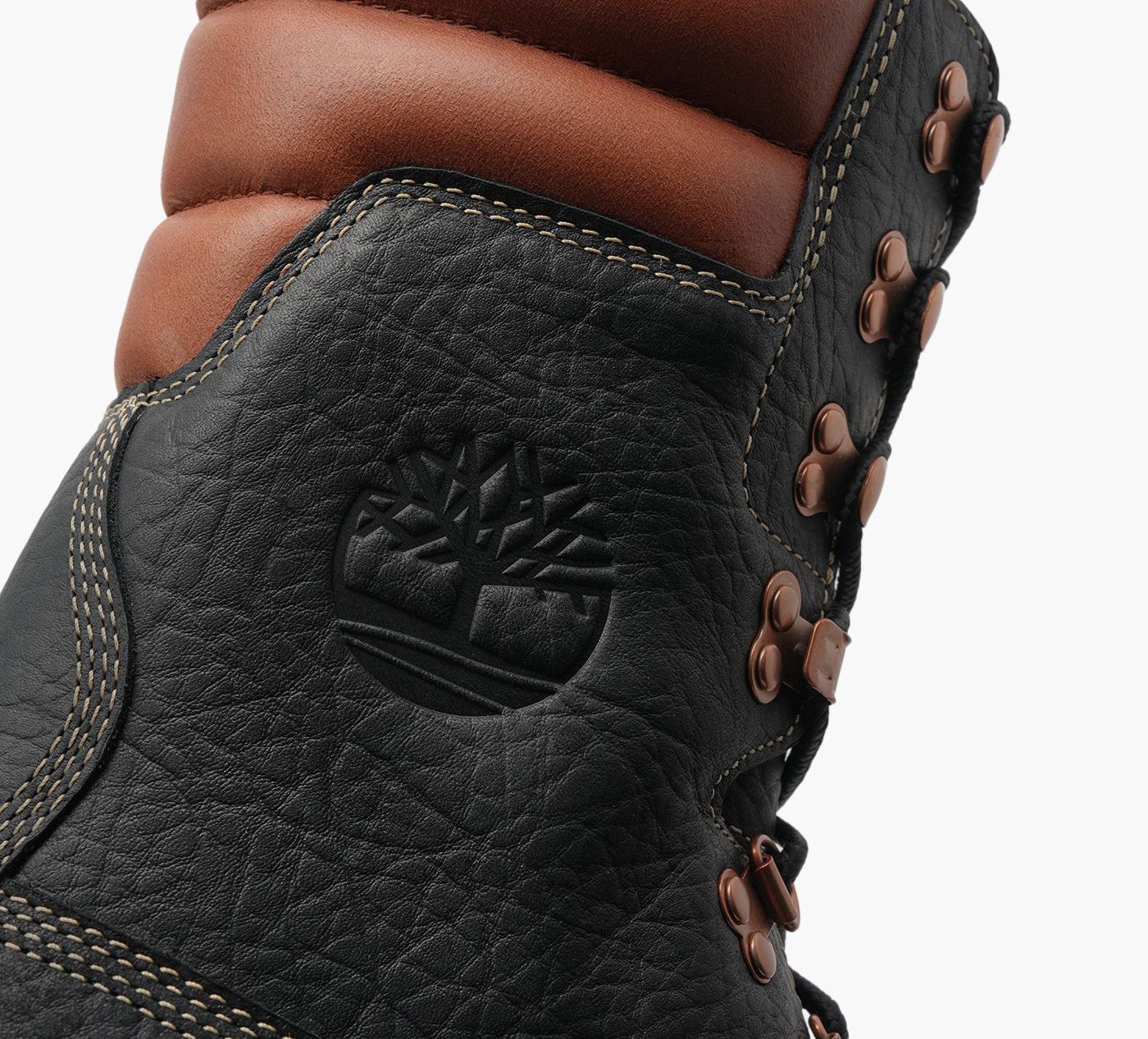 1400x1267 Timberland. HERITAGE TALL LACE WATERPROOF BOOT. BLACK FULL GRAIN W RUST