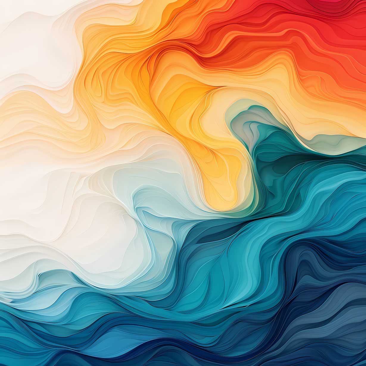 1229x1229 Sunset Ocean 3D Wave Wallpaper