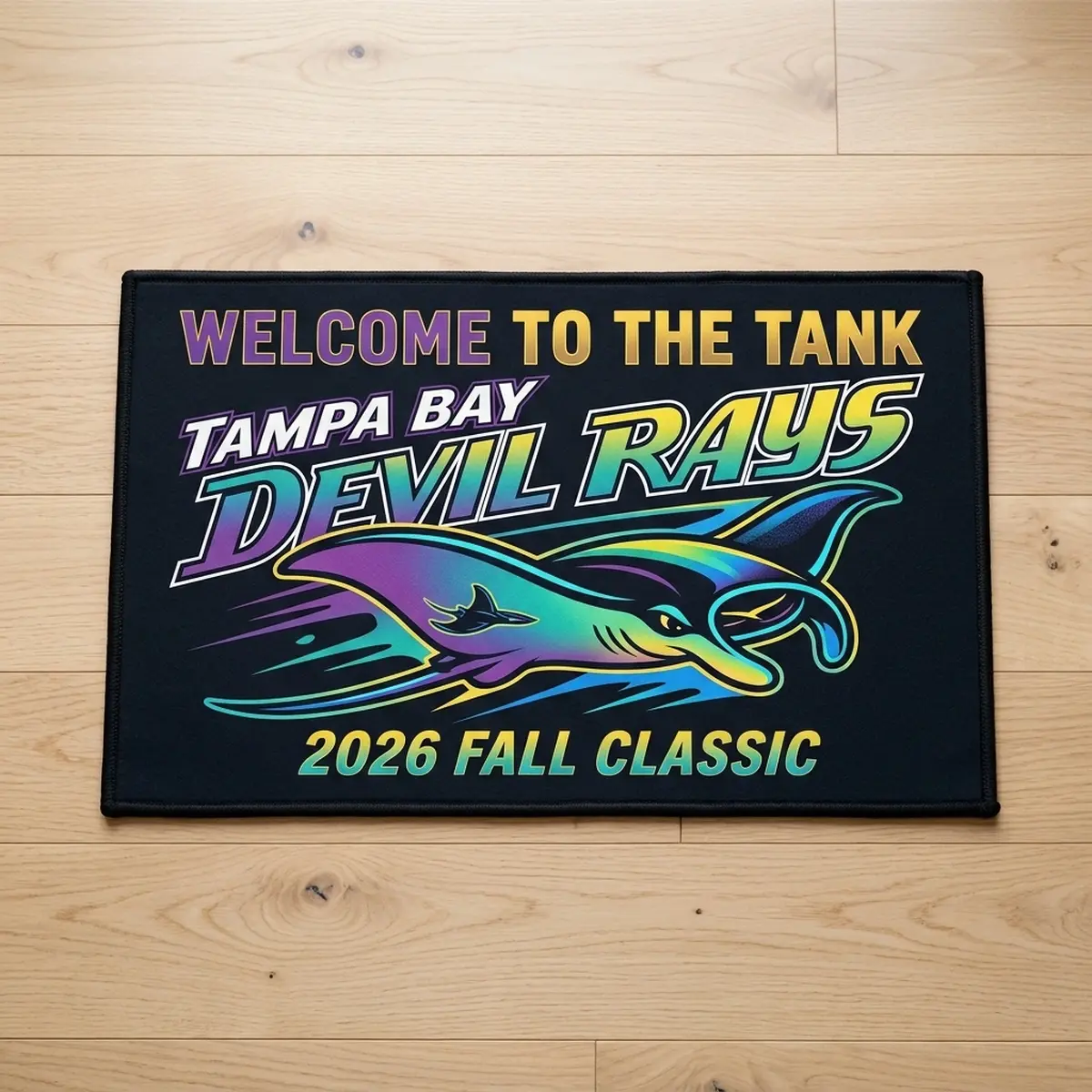1200x1200 90s Devil Rays Manta Ray Doormat: Welcome Fans!