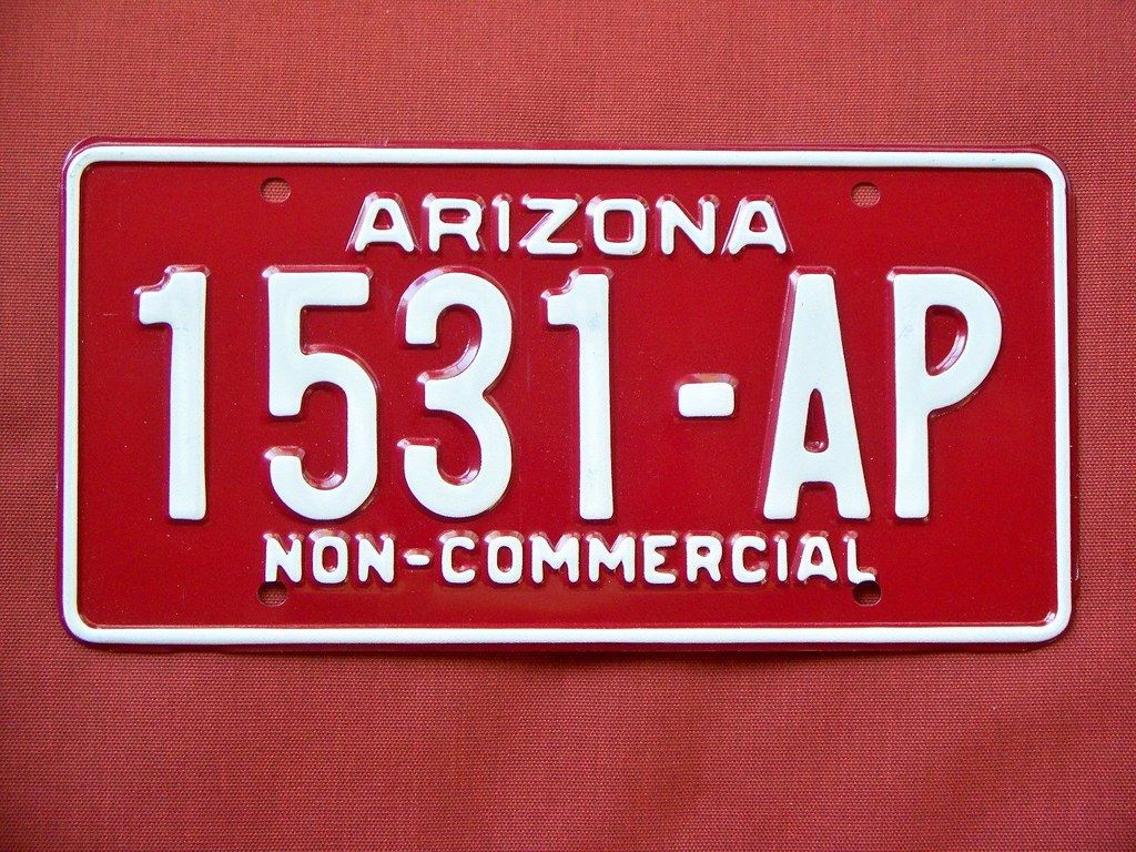 1024x768 1980s Arizona Non Commercial License Plate 1531 AP