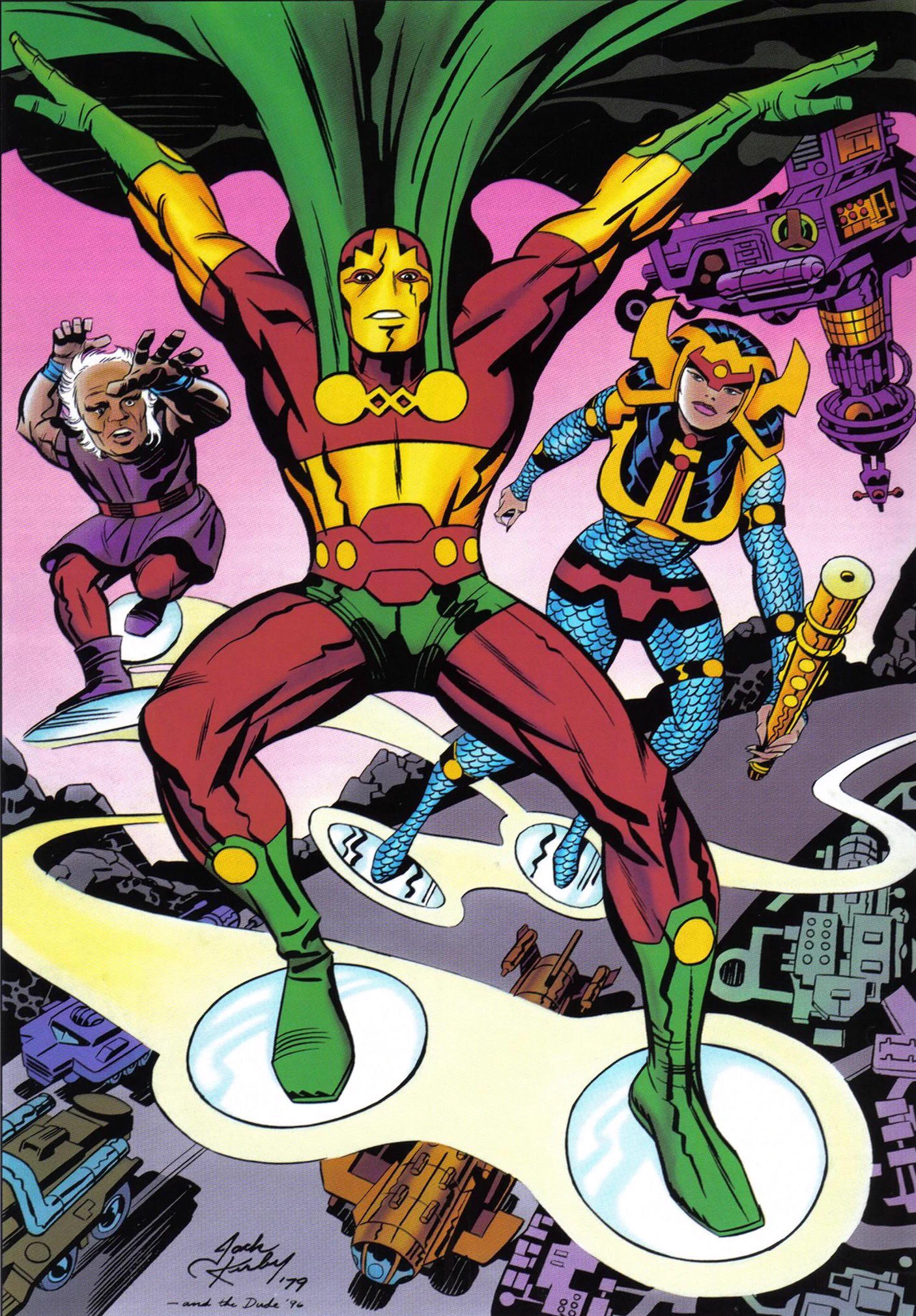 1406x2020 Cool Comic Art on X: Mister Miracle by Jack Kirby inked by Steve Rude / X