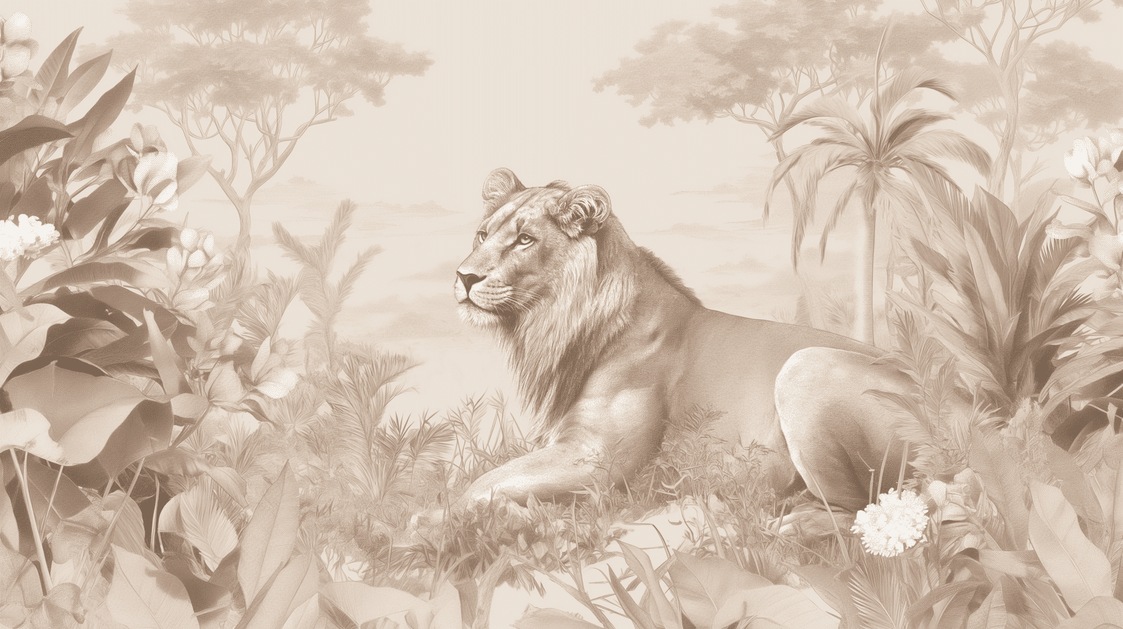 1600x897 Young Lion Mural Wallpaper