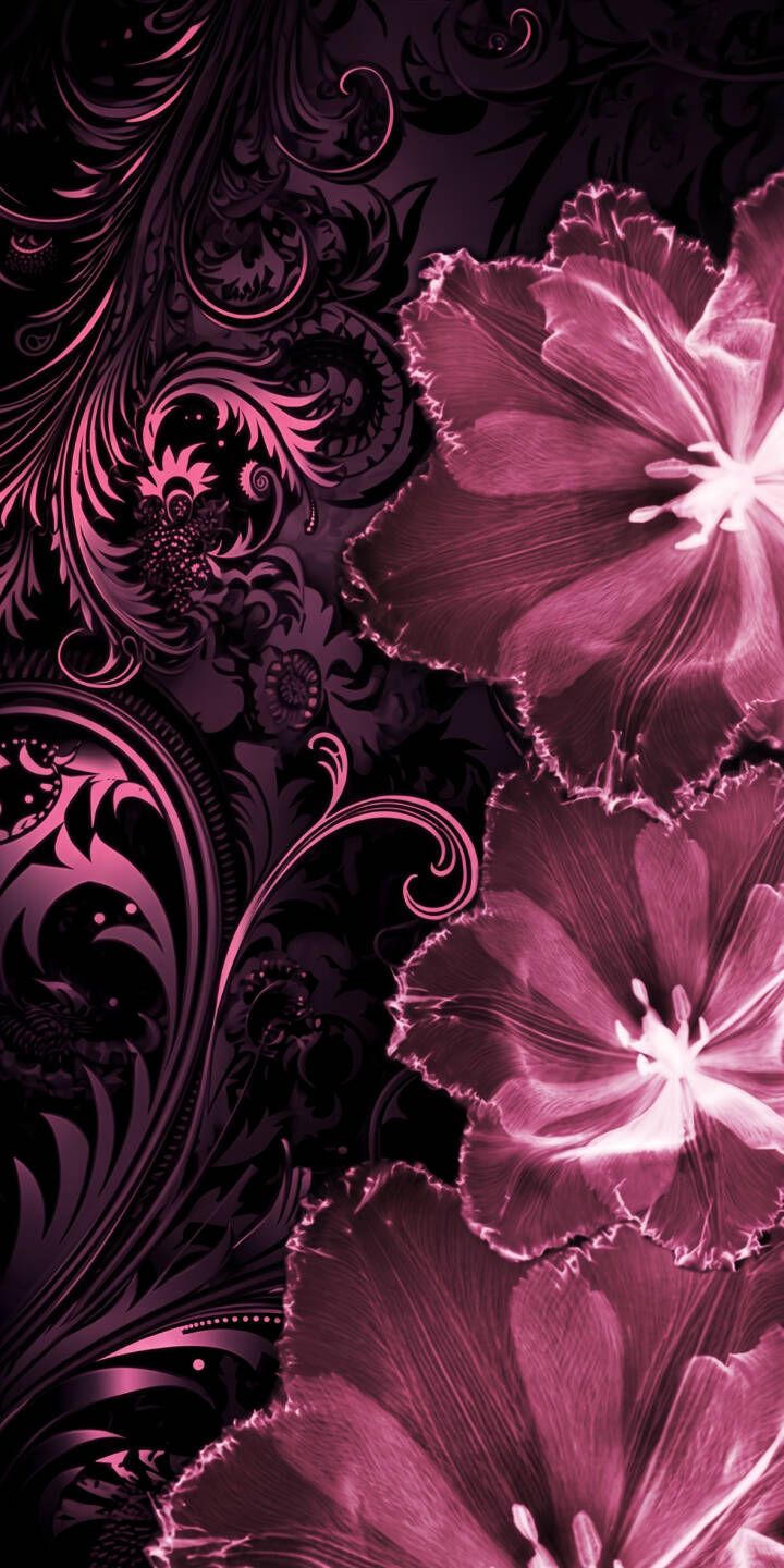 720x1440 Elegant Magenta Floral Wallpaper