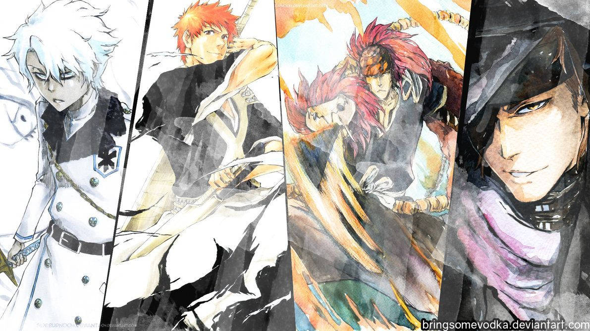 1191x670 Download The War for the Soul Society: Ichigo, Toshiro, Renji, and Aizen Wallpaper