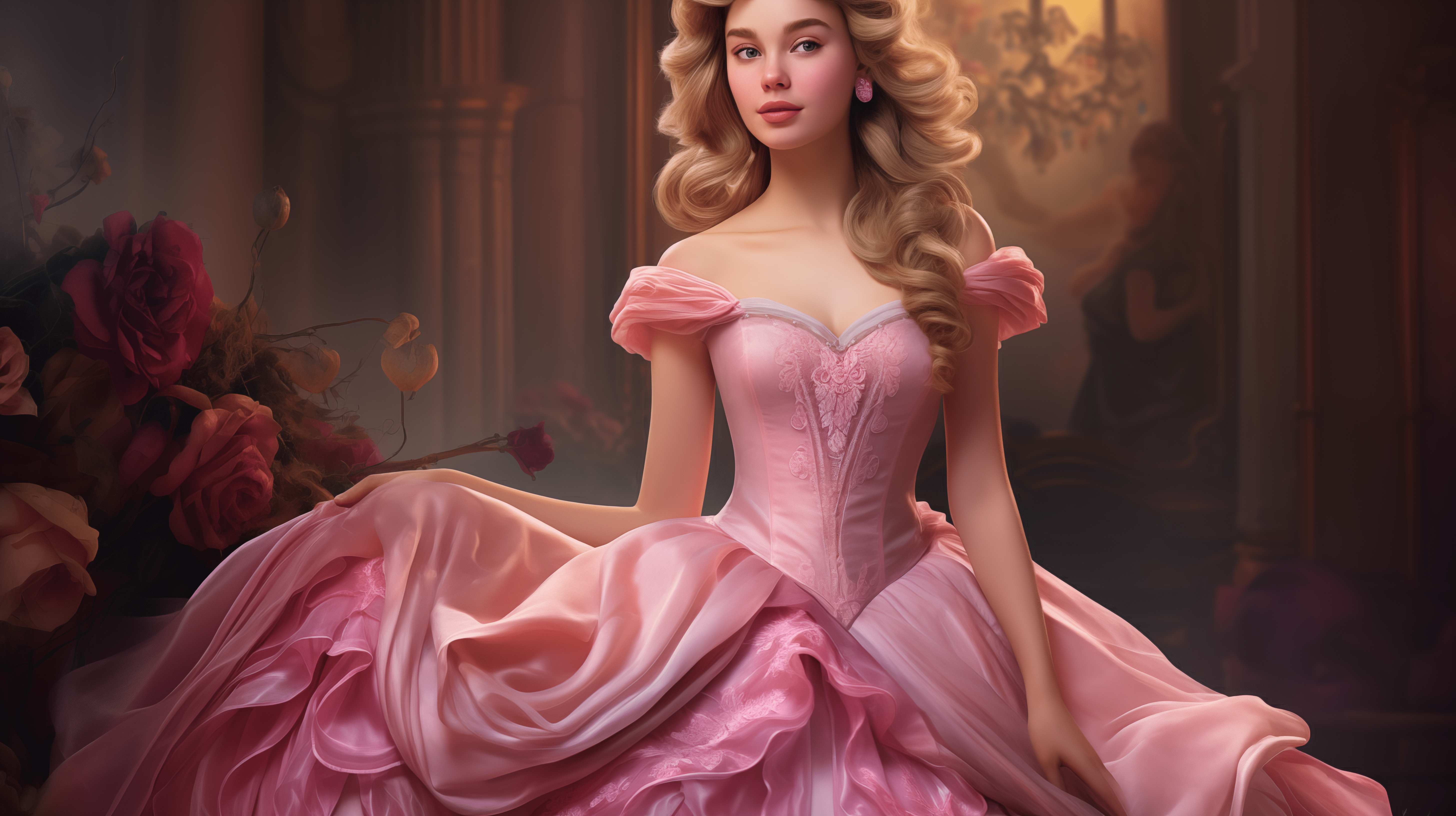 5824x3264 Disney Princess in Pink Dress HD Wallpaper