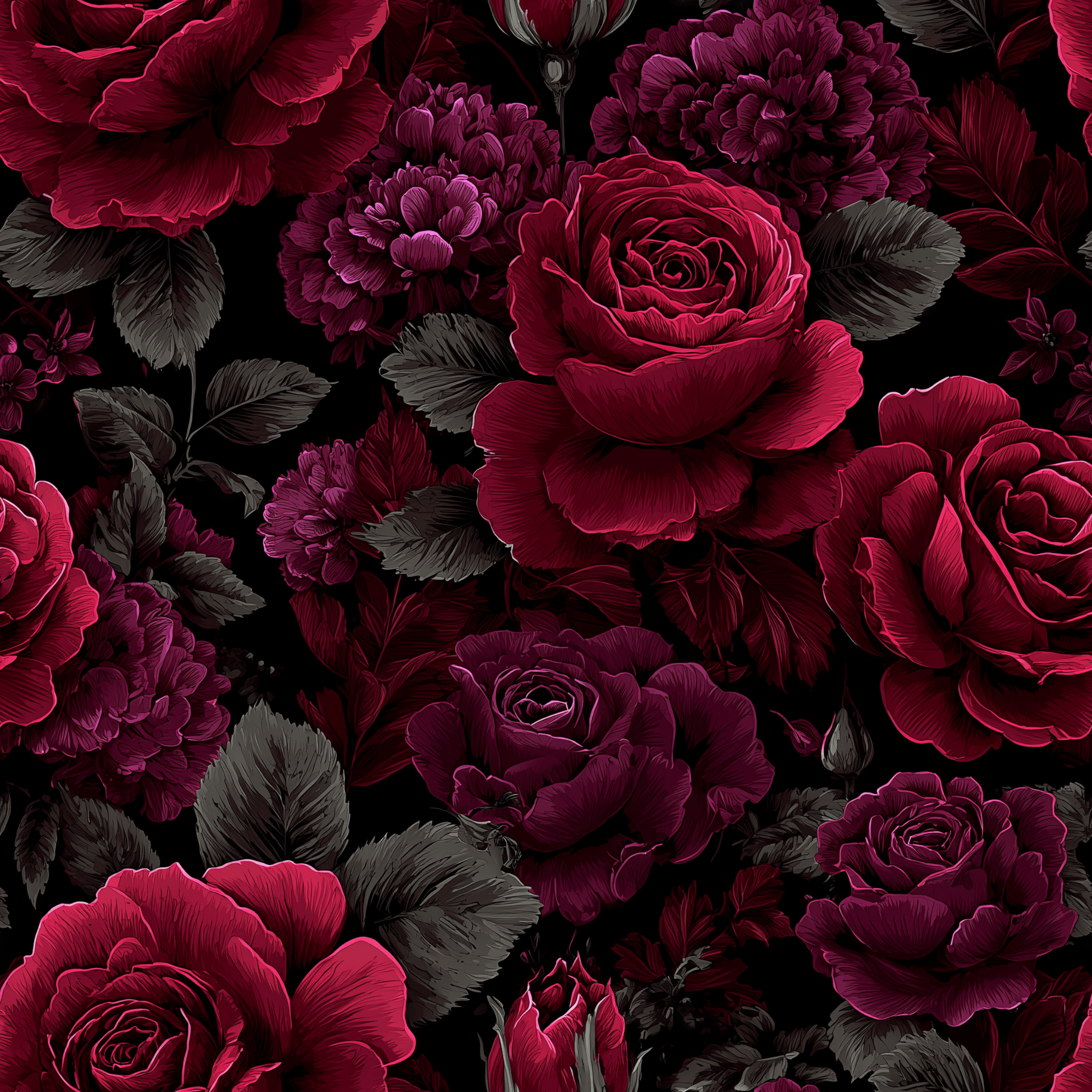 1946x1946 Moody Burgundy Bloom Peel and Stick Wallpaper Sample