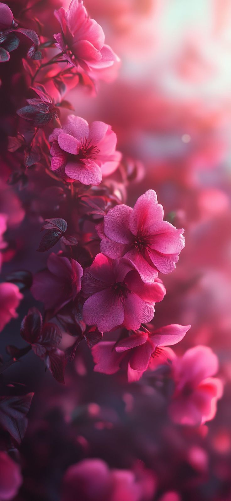 736x1594 Dark pink floral background. Pink flowers on burgundy background, Dark wallpaper with pink flowers, Flowers