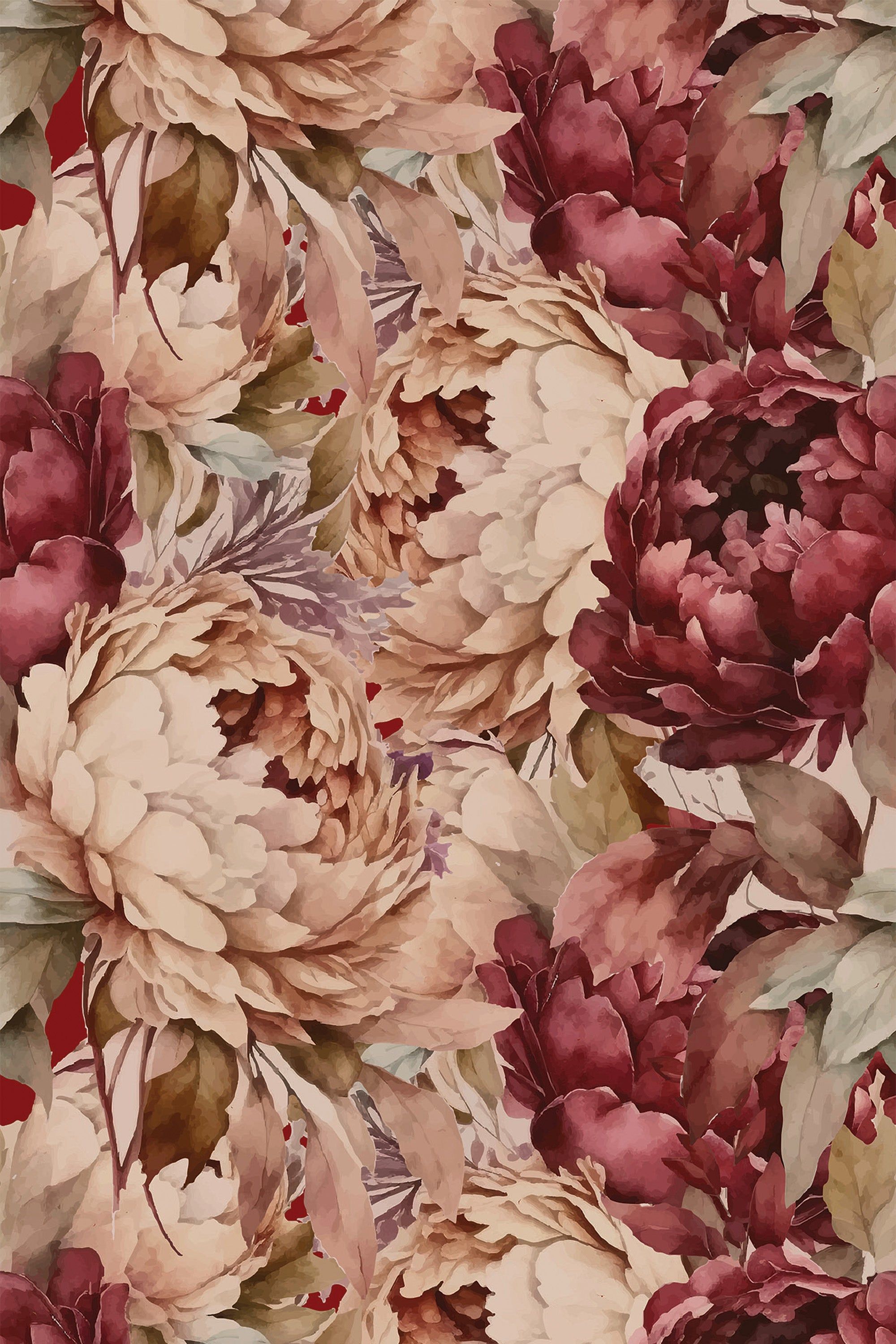 2000x3000 Dark burgundy botanical Peel and Stick Removable Wallpaper