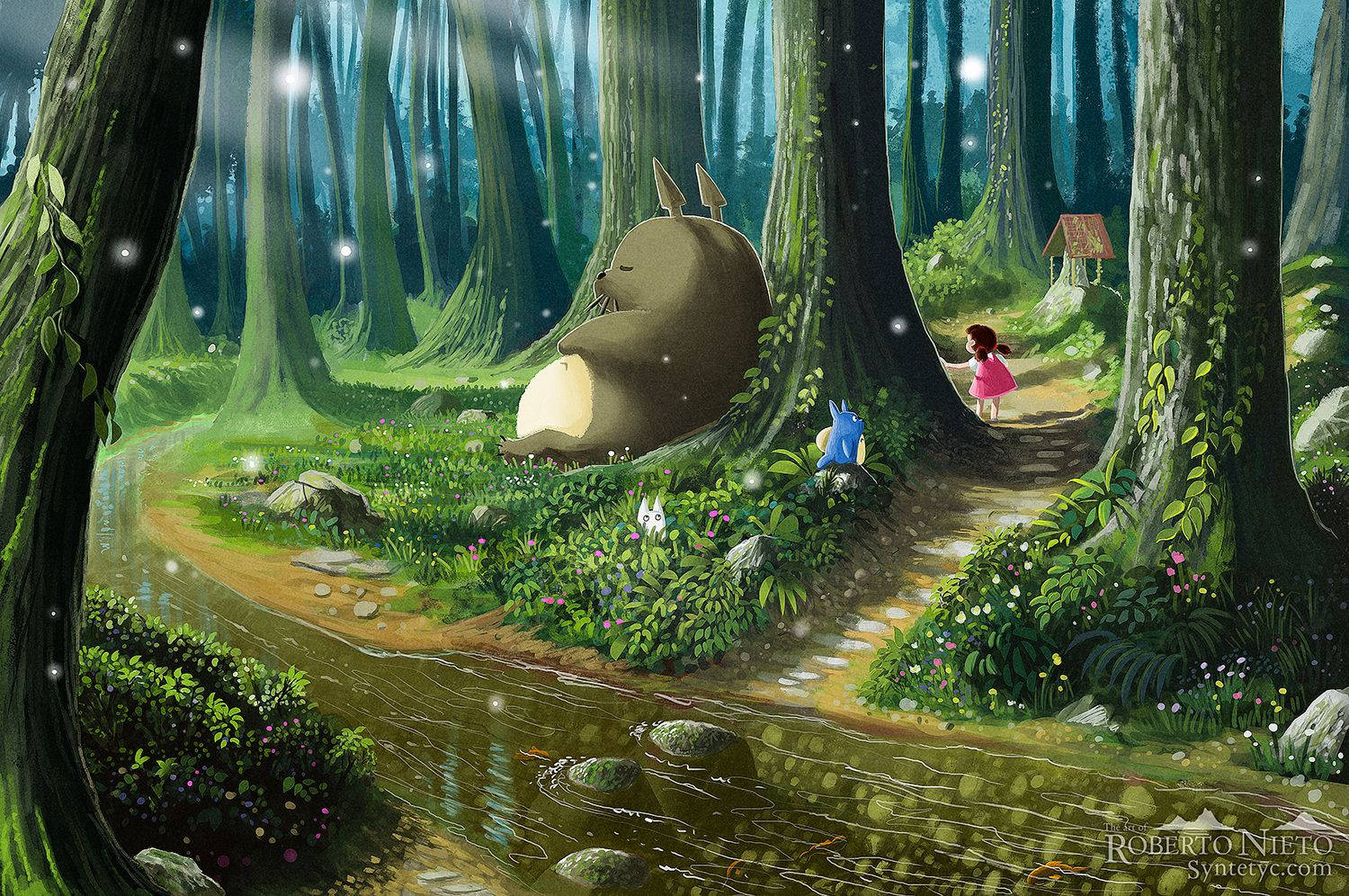 1500x996 Download Snuggling with Nature Totoro Fast Asleep in the Forest Wallpaper