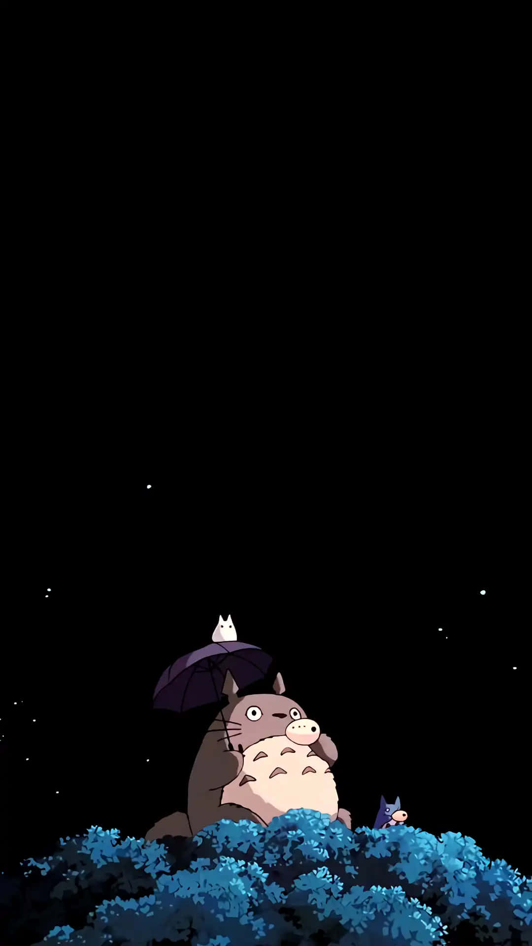 1080x1920 Download a totoro sitting in the water with an umbrella Wallpaper