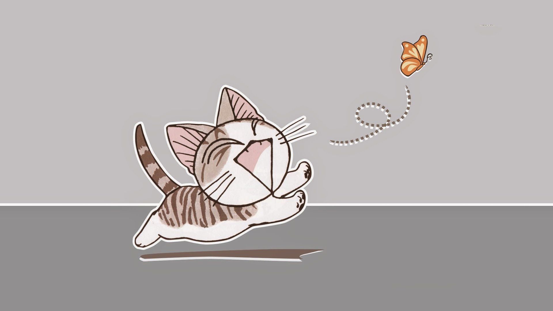1920x1080 Chi's Sweet Home Anime HD Wallpaper: Playful Cat and Butterfly Delightx1080