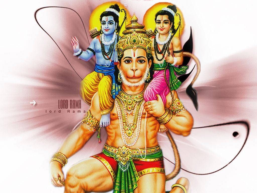 1024x768 Download Jai Shri Ram Hanuman Carrying Rama And Lakshmana Wallpaper