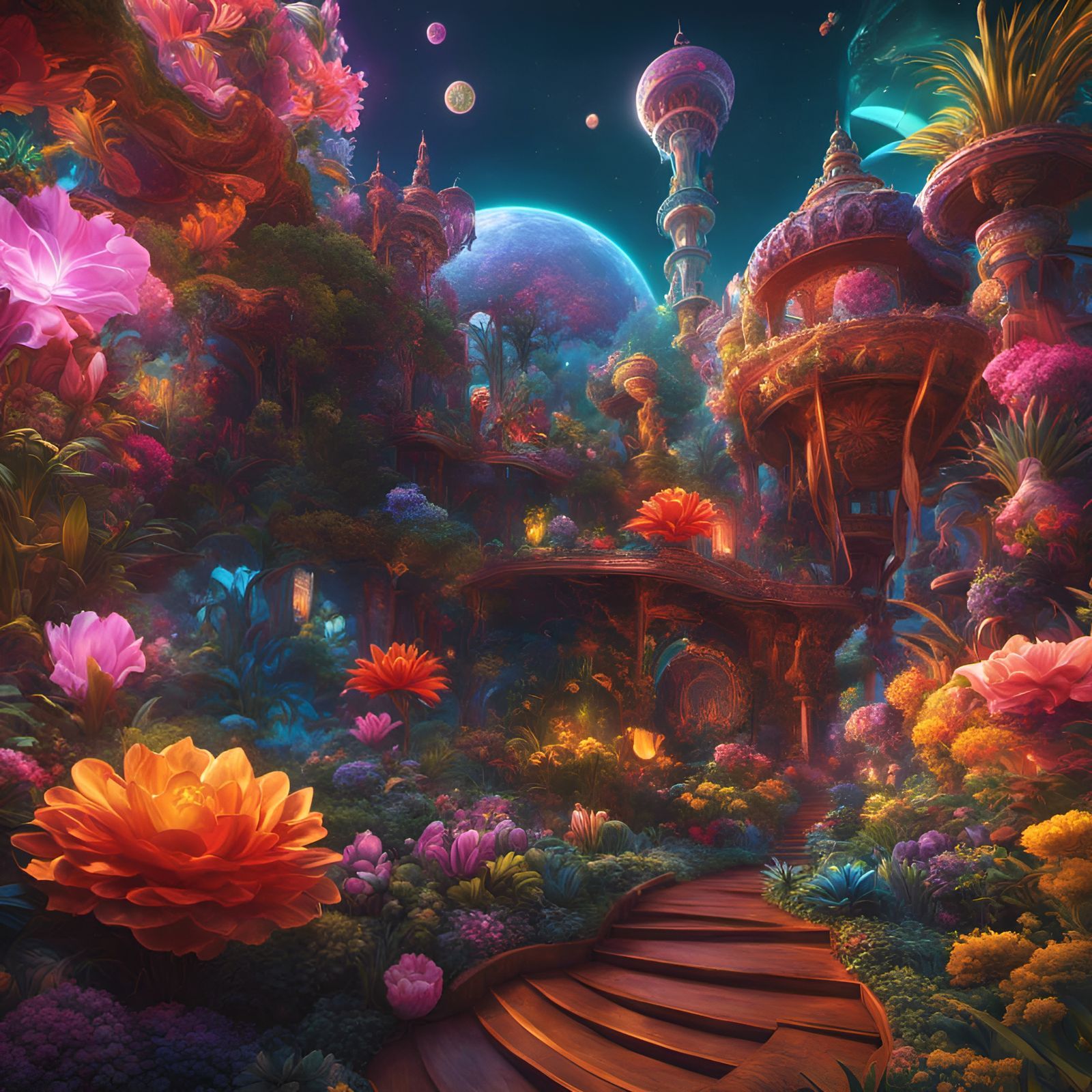 1600x1600 Psychedelic Spacecore Art in 8K 3D