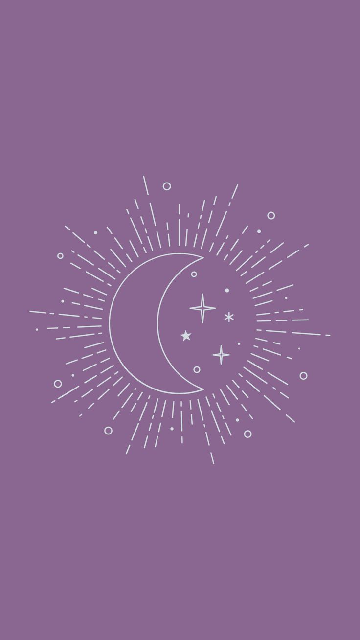 736x1308 Moon and Stars iPhone Wallpaper. Purple sun and stars background, White sun icon on purple background, Purple background moon design