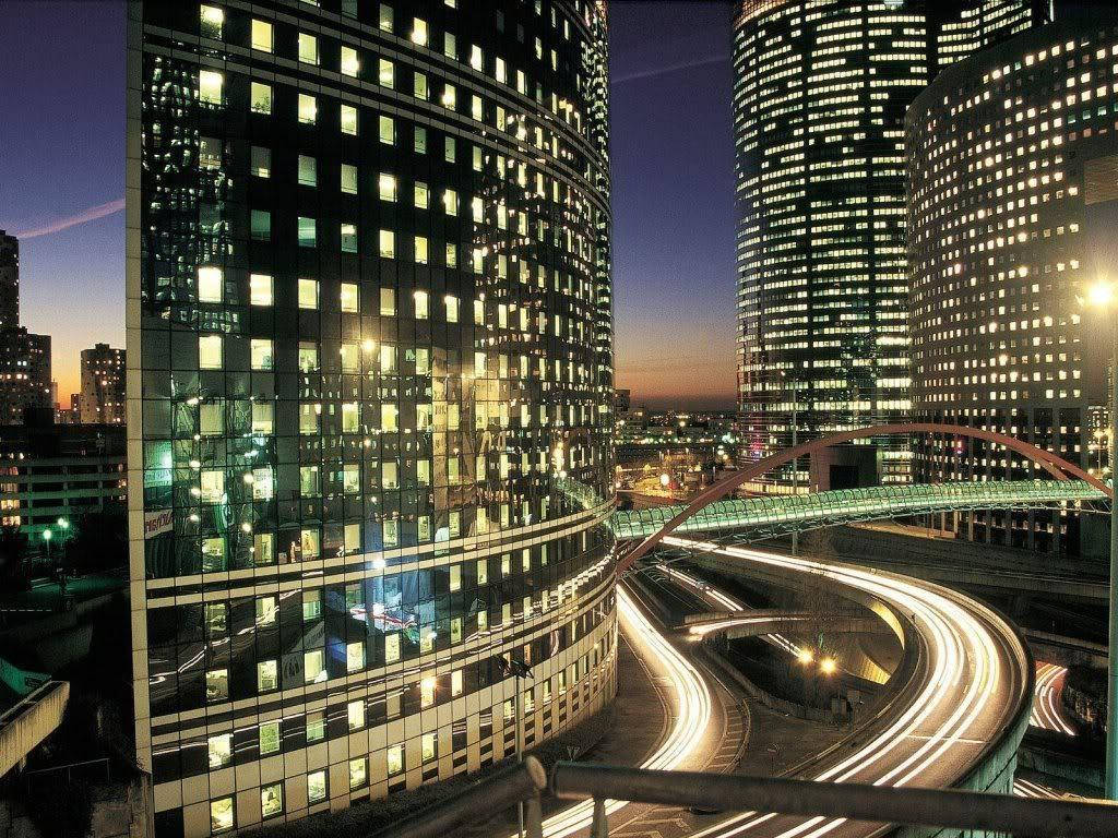 1024x768 Download Big Buildings And Highway Wallpaper