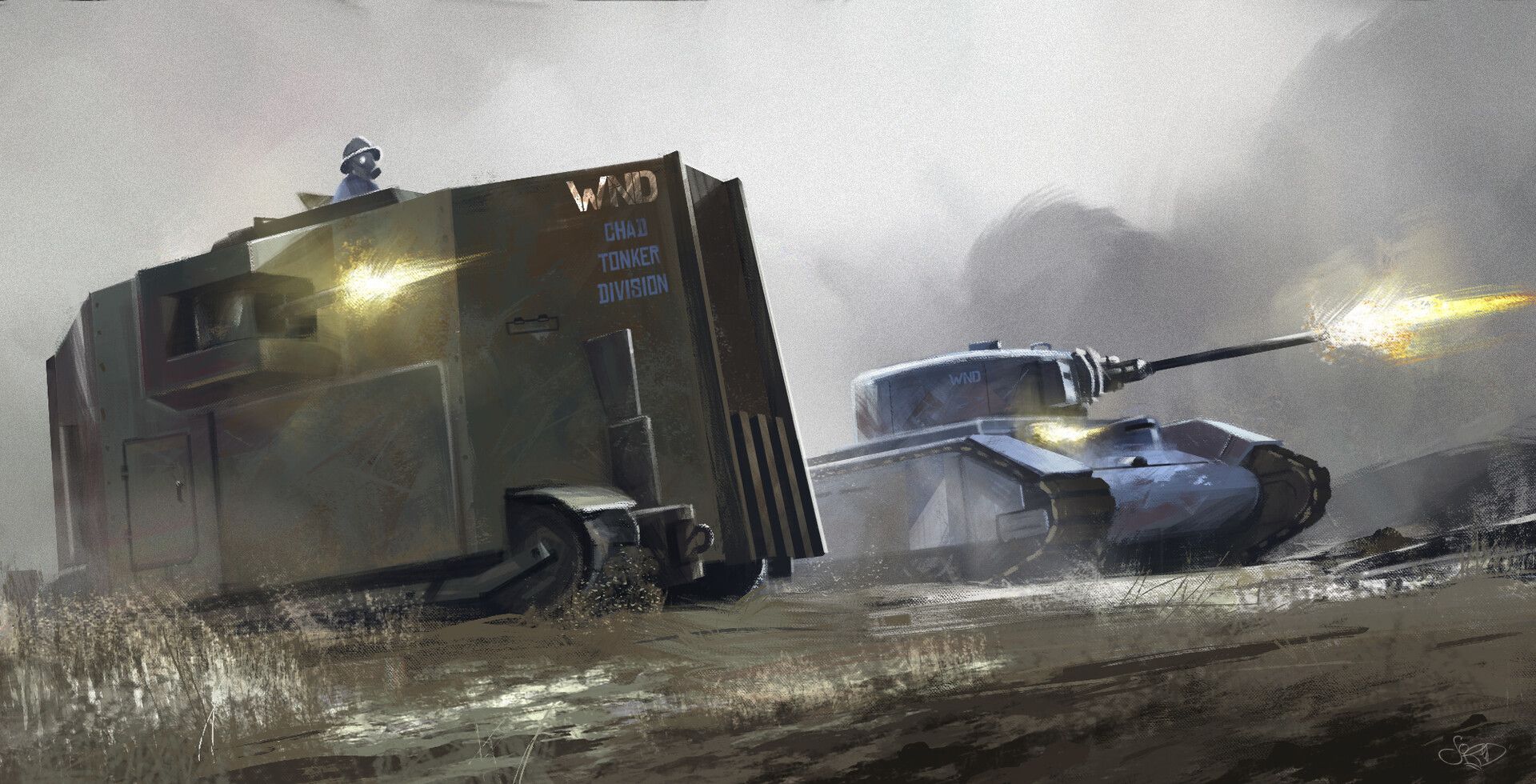 1920x980 Foxhole fan art : Warden side