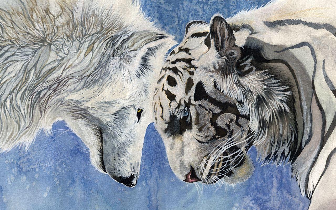 1280x800 Free download White Wolf wallpaper with white snow tiger Wallpaper 3D for desktop [1280x800] for your Desktop, Mobile & Tablet. Explore White Tiger Wallpaper Desktop. Black and White Tiger