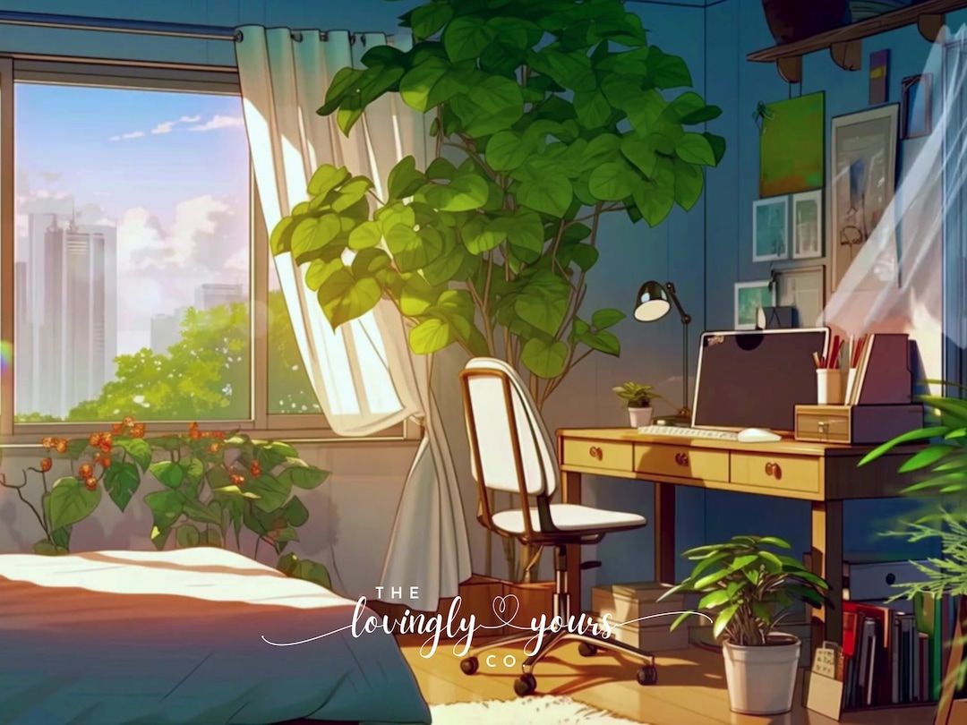 1080x810 4k Animated Lofi Bedroom Background Cozy Anime Style Room Vtuber Background Twitch Overlay Seamless Loop