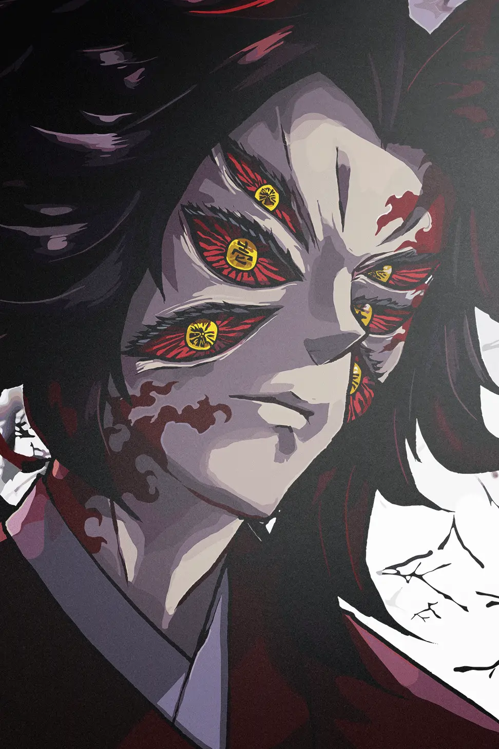 972x1457 Kokushibo Demon Slayer Ominous Eyes in Shadow Metal Poster