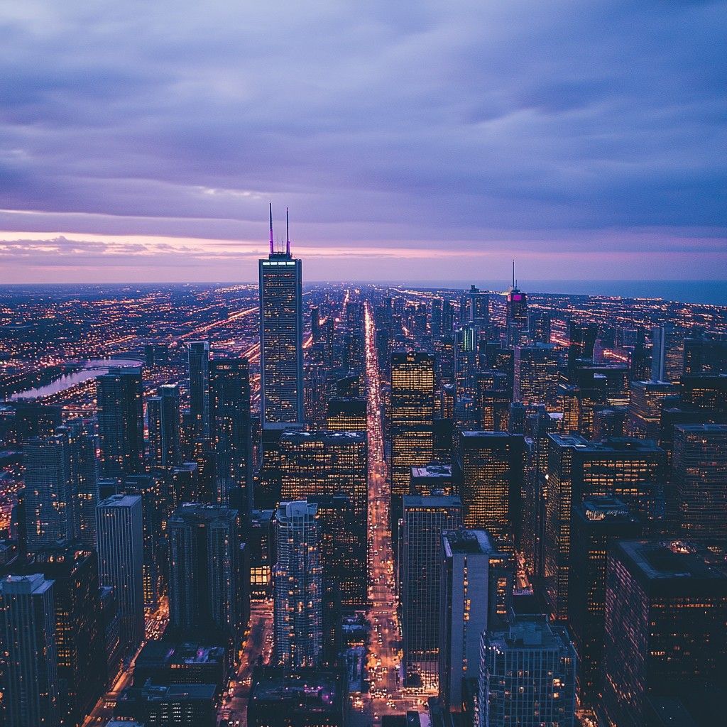 1024x1024 Download City at dusk Image, Dusk, Skyline