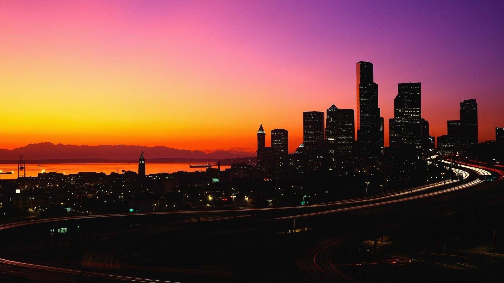 1920x1080 Free photo: City Sunset, Building, Center