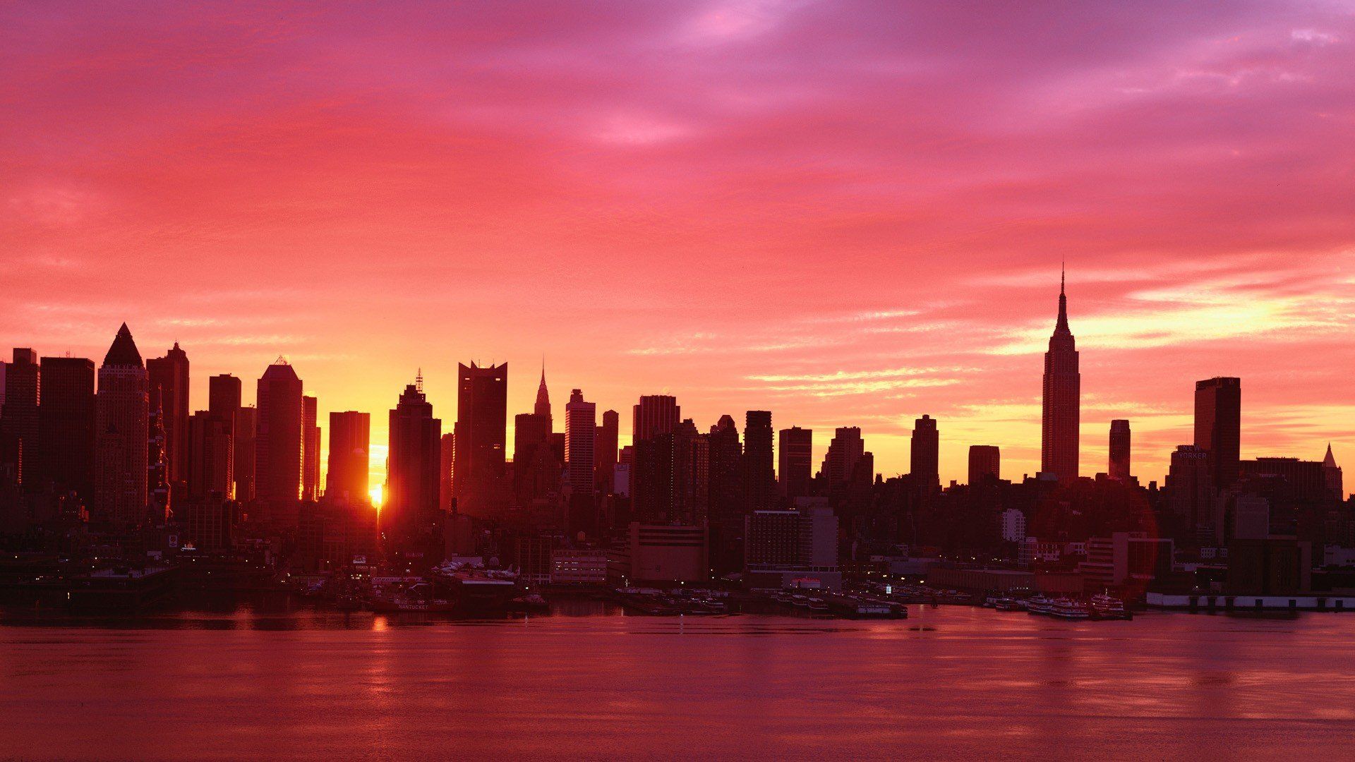1920x1080 Manhattan Skyline Sunset New York City HD Wallpaperx1080
