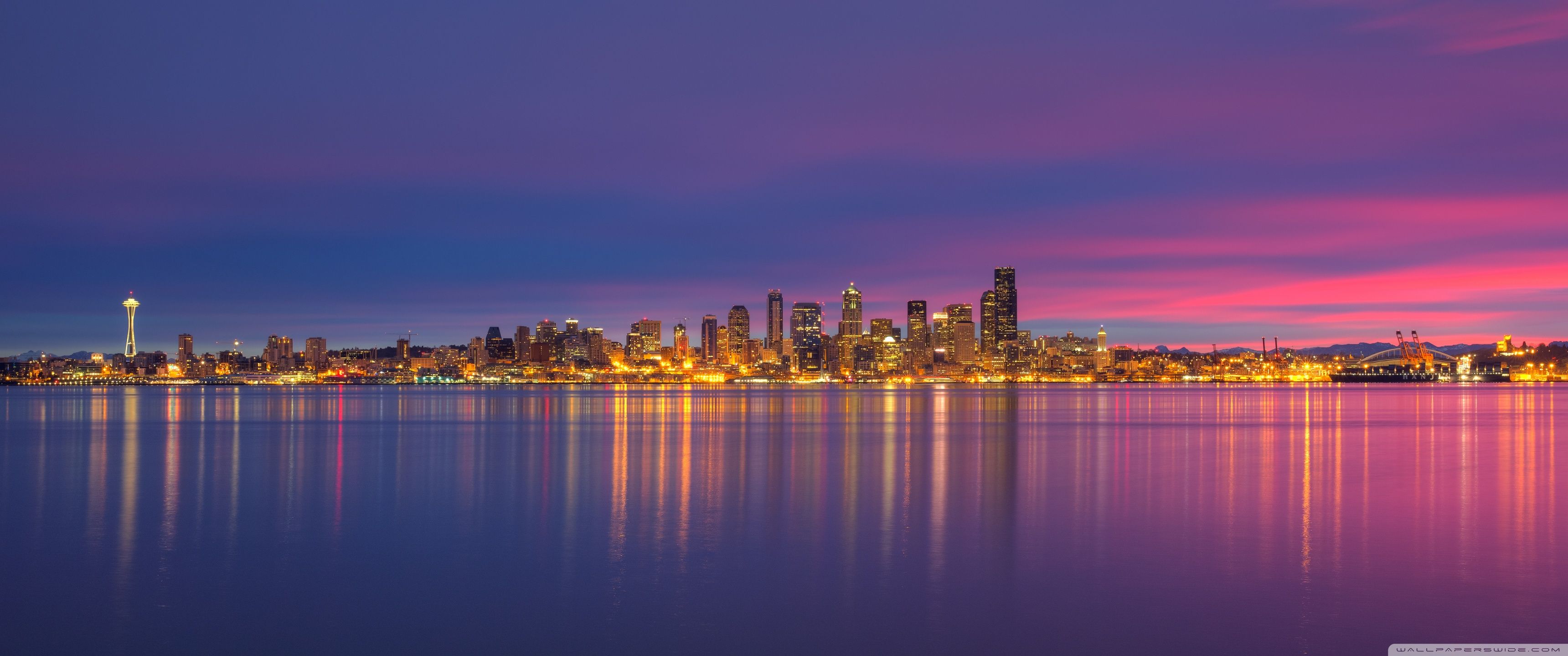 3440x1440 City, Skyline, Purple Sky 4K UHD Wallpaper for UltraHD Desktop and TV : Widescreen and UltraWide Display : Dual Monitor : Smartphone and Tablet Devices