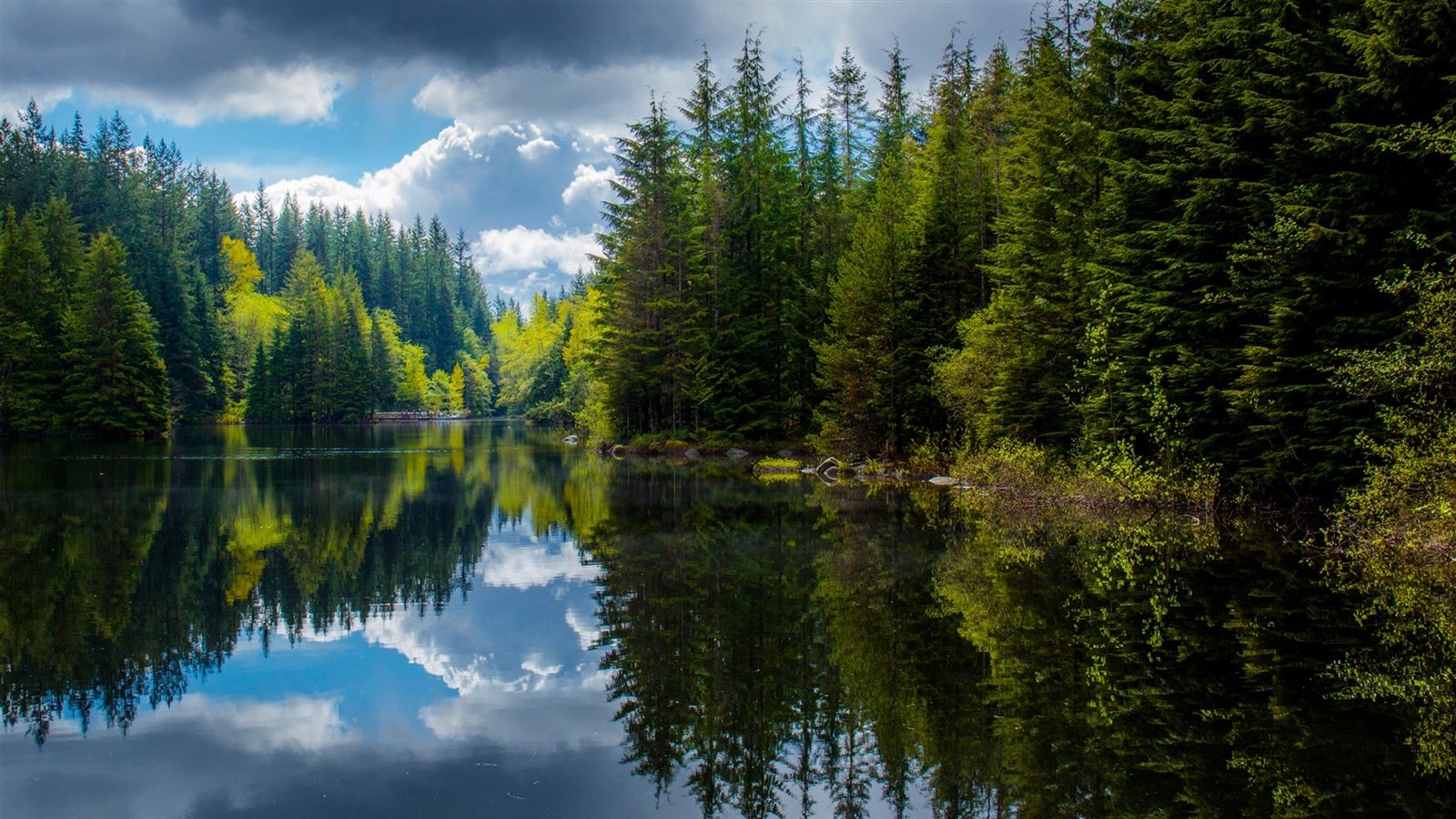 1600x900 Wallpaper Canada, British Columbia, lake, trees, spring, reflection 1920x1080 Full HD 2K Picture, Image