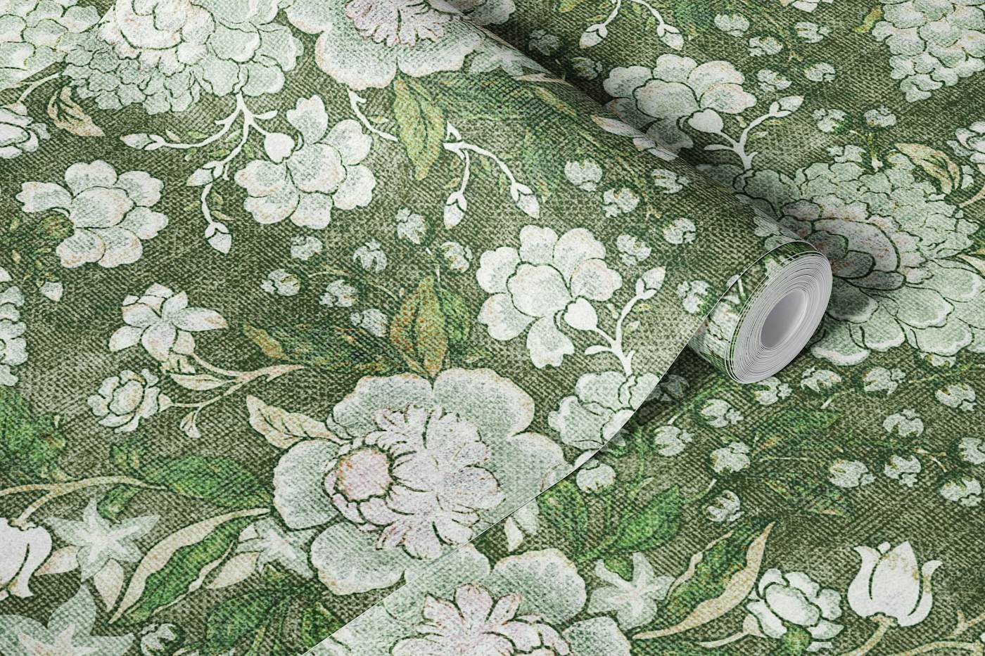 1400x933 Sage Green Chinese Chintz Wallpaper Floral for Living Room