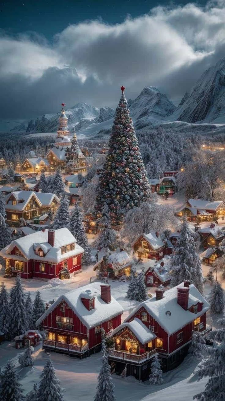 736x1308 Christmas Village iPhone Wallpaper 4K