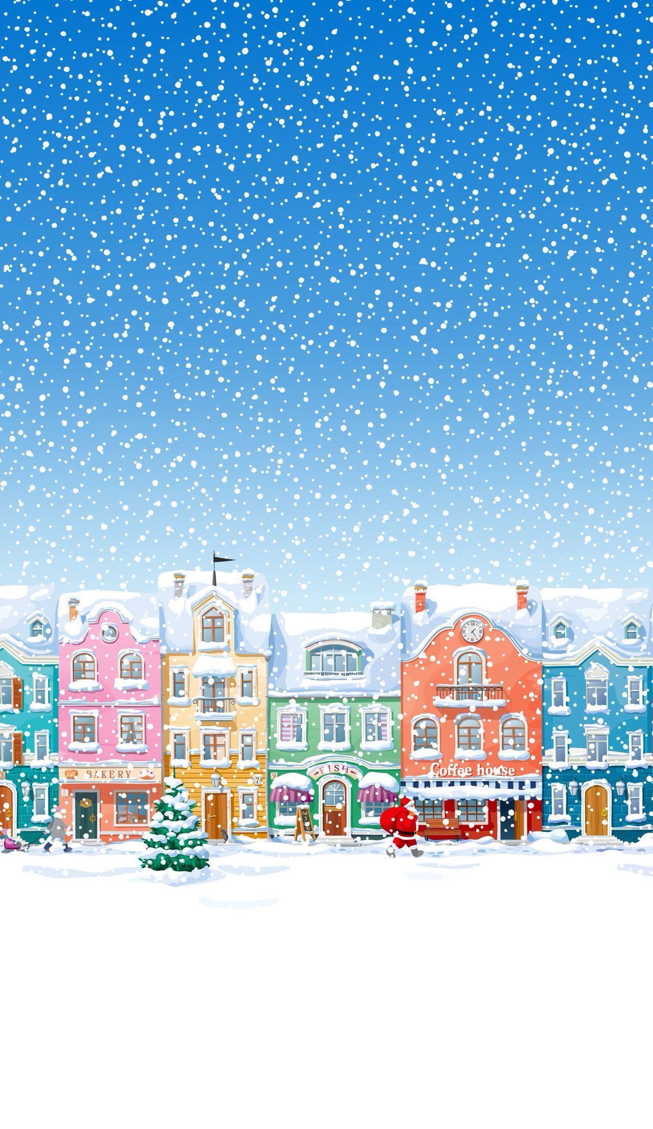1278x2208 Winter Village iPhone Wallpaper