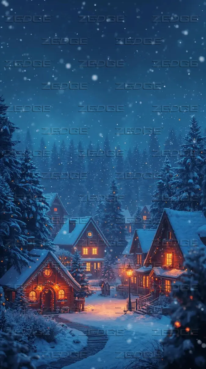 674x1203 Christmas Snow Village wallpaper by Perfect Art Studio