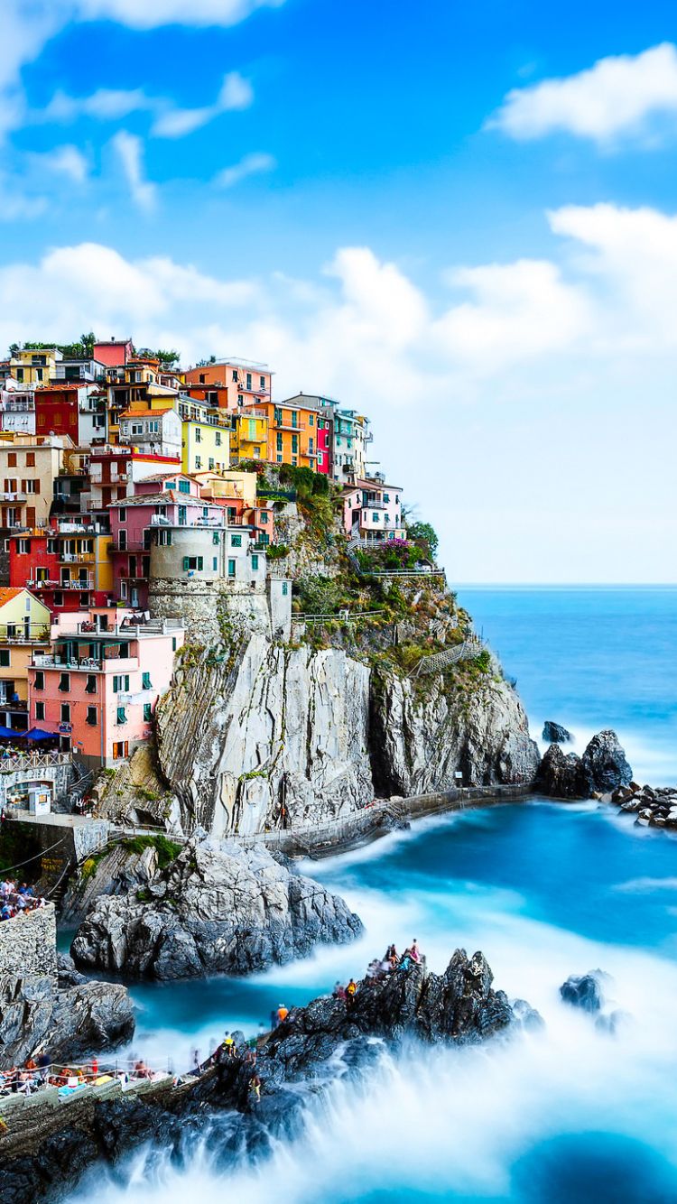 750x1334 Phone wallpaper: Man Made, Manarola, Colors, Colorful, Italy, Hdr, Village, Coast, House, Ocean, Towns 1113737