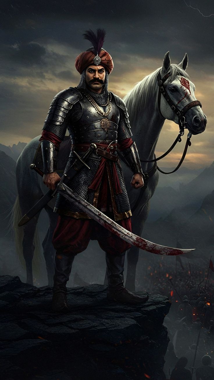 736x1308 BAPPA RAWAL. RAJPUT WARRIOR KING HD 4K AI WALLPAPER PHOTO POSTER IMAGE DIGITAL PAINTING