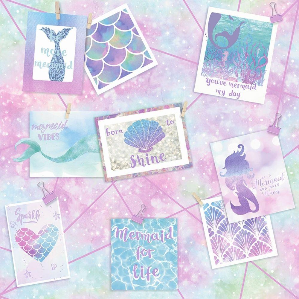 1000x1000 I Love Wallpaper Mermaids Childrens Glitter Wallpaper Multicoloured