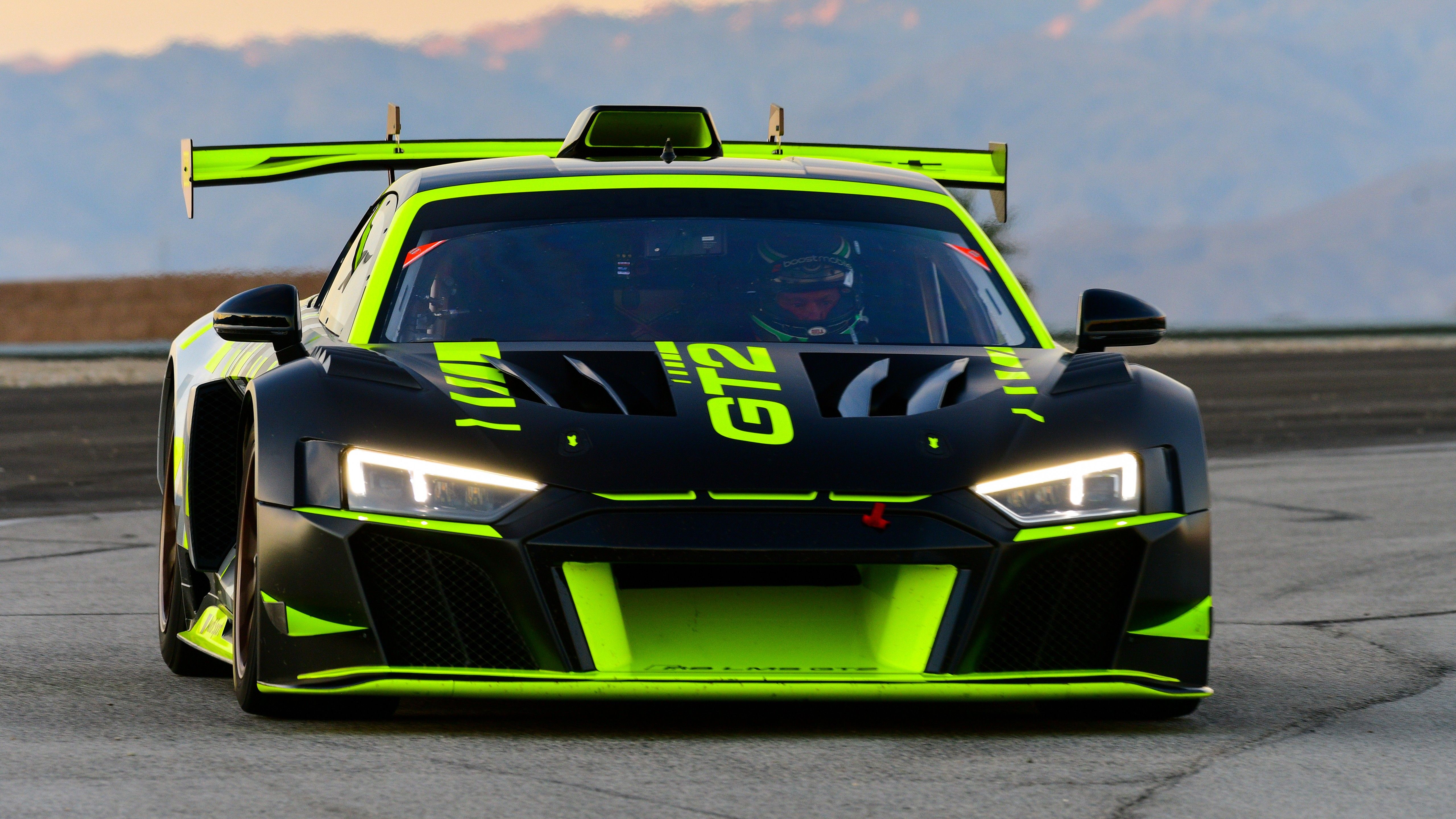 5120x2880 Audi R8 LMS GT2 race car on track Desktop wallpaper 1366x768