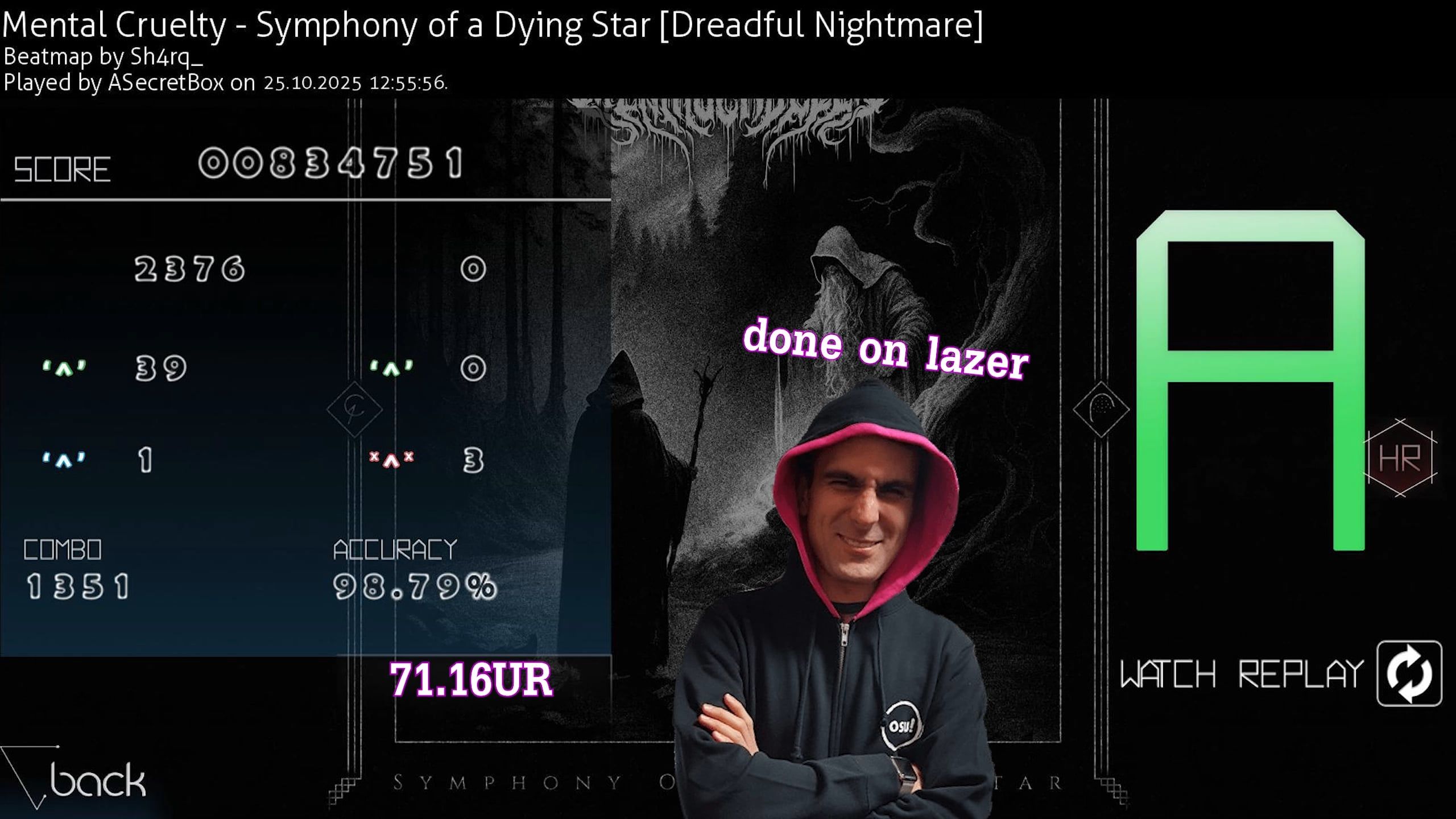 2560x1440 ASecretBox. Mental Cruelty Of A Dying Star [Dreadful Nightmare] (Sh4rq_, 9.08*) +HR 98.79% 1351 2848 3xMisspp (1131pp If FC). THE FLOW AIM DEMON UNLEASHED FROM THE DEPTHS OF THE