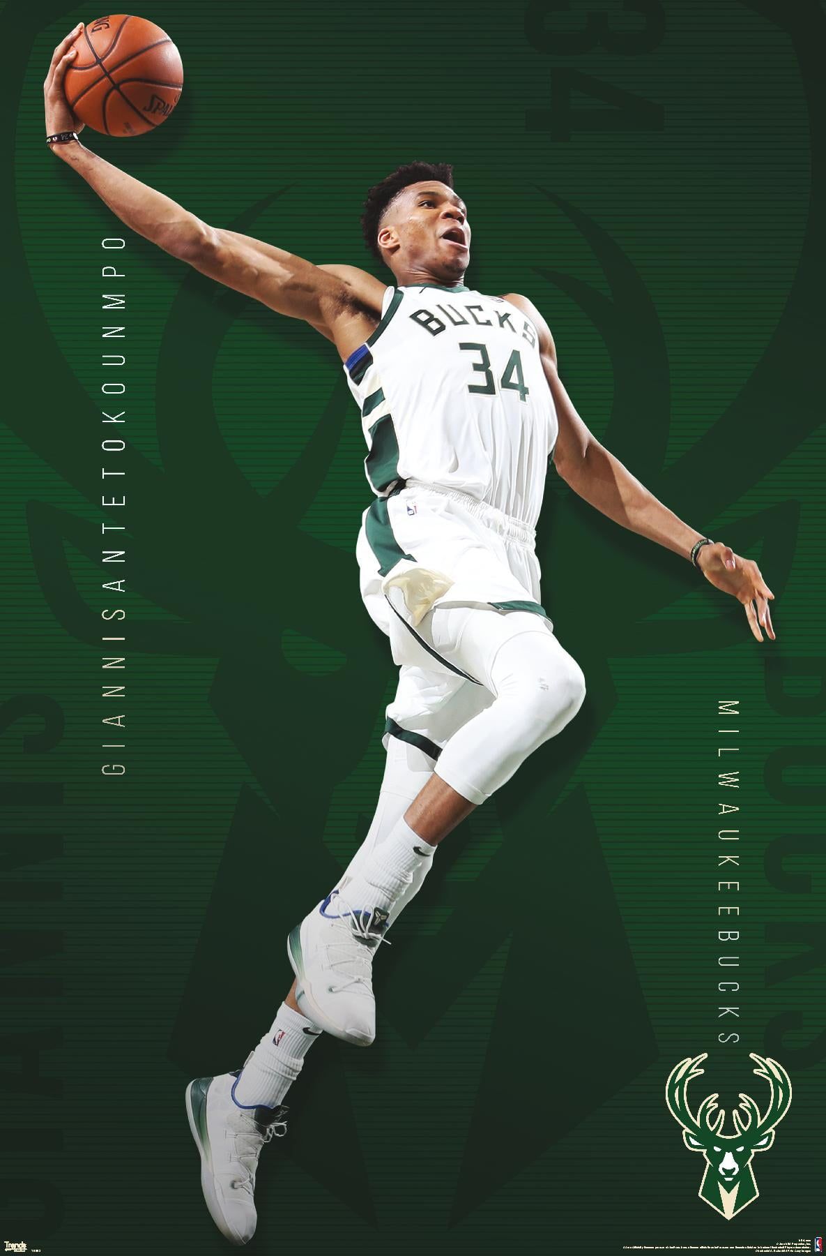 1185x1800 NBA Milwaukee Bucks Antetokounmpo 19 Wall Poster, 22.375 x Framed