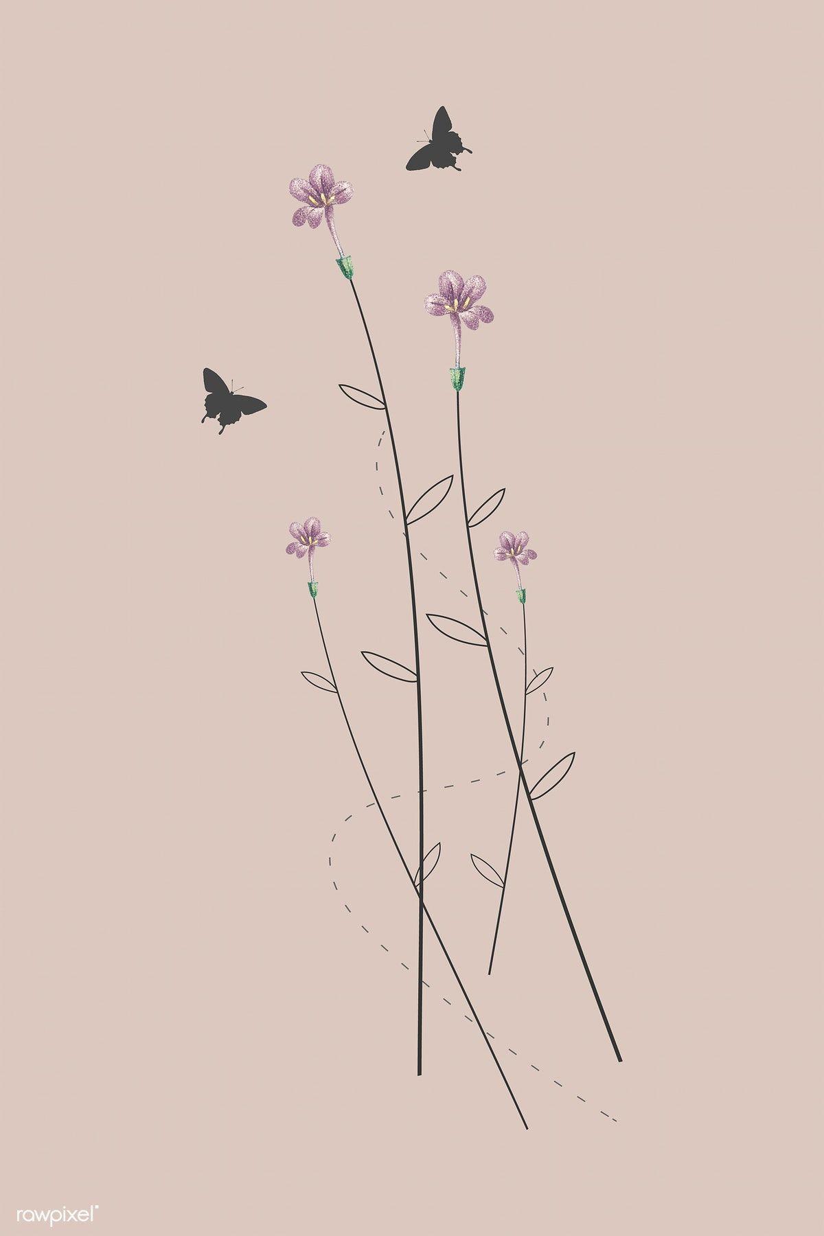 1200x1800 Download premium vector of Tiny pink wild flowers minimal design vector. Minimal wallpaper, Flower phone wallpaper, Phone wallpaper boho