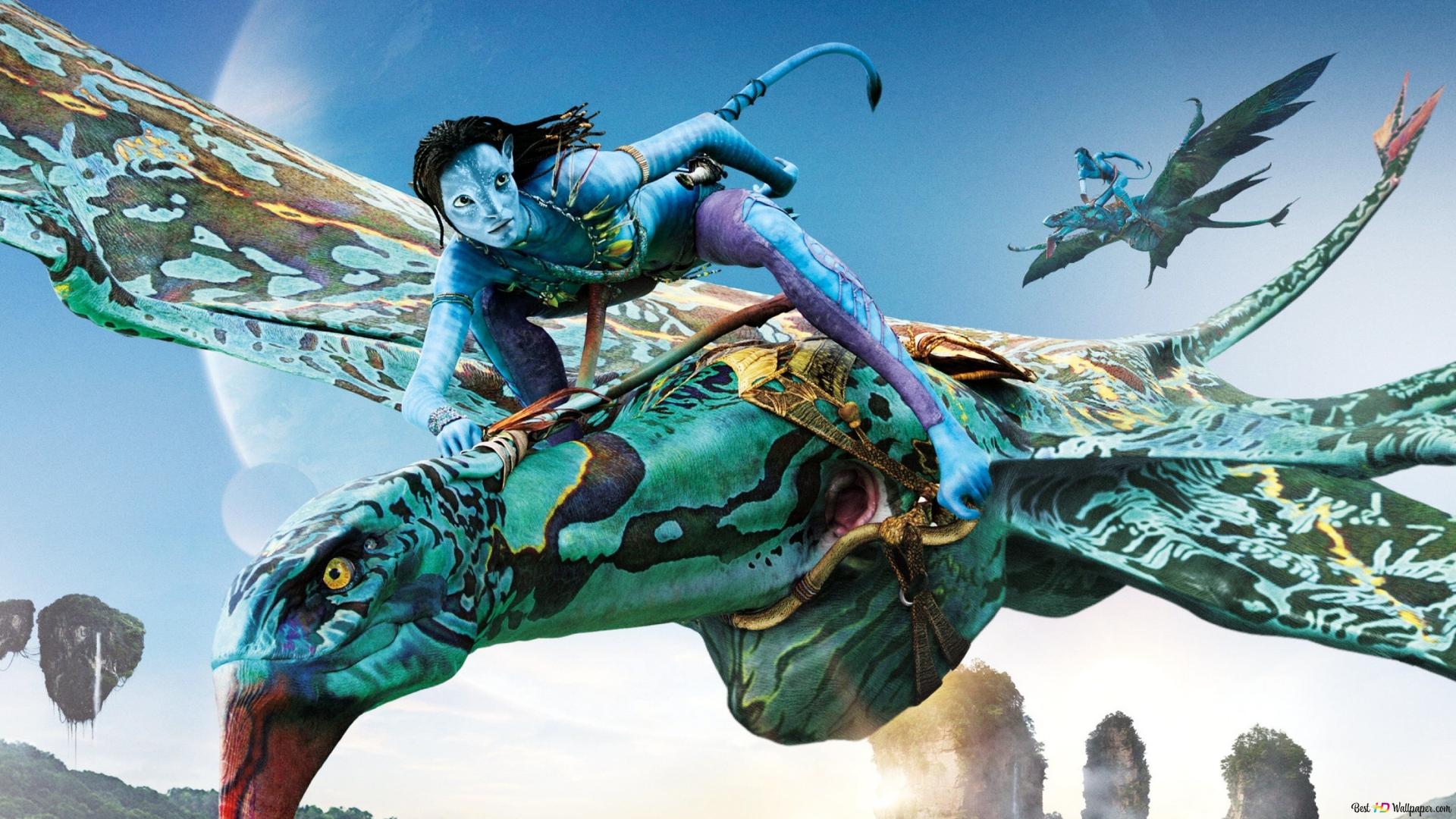 1920x1080 Avatar movie avatars flying over forest and rocks 2K wallpaper download