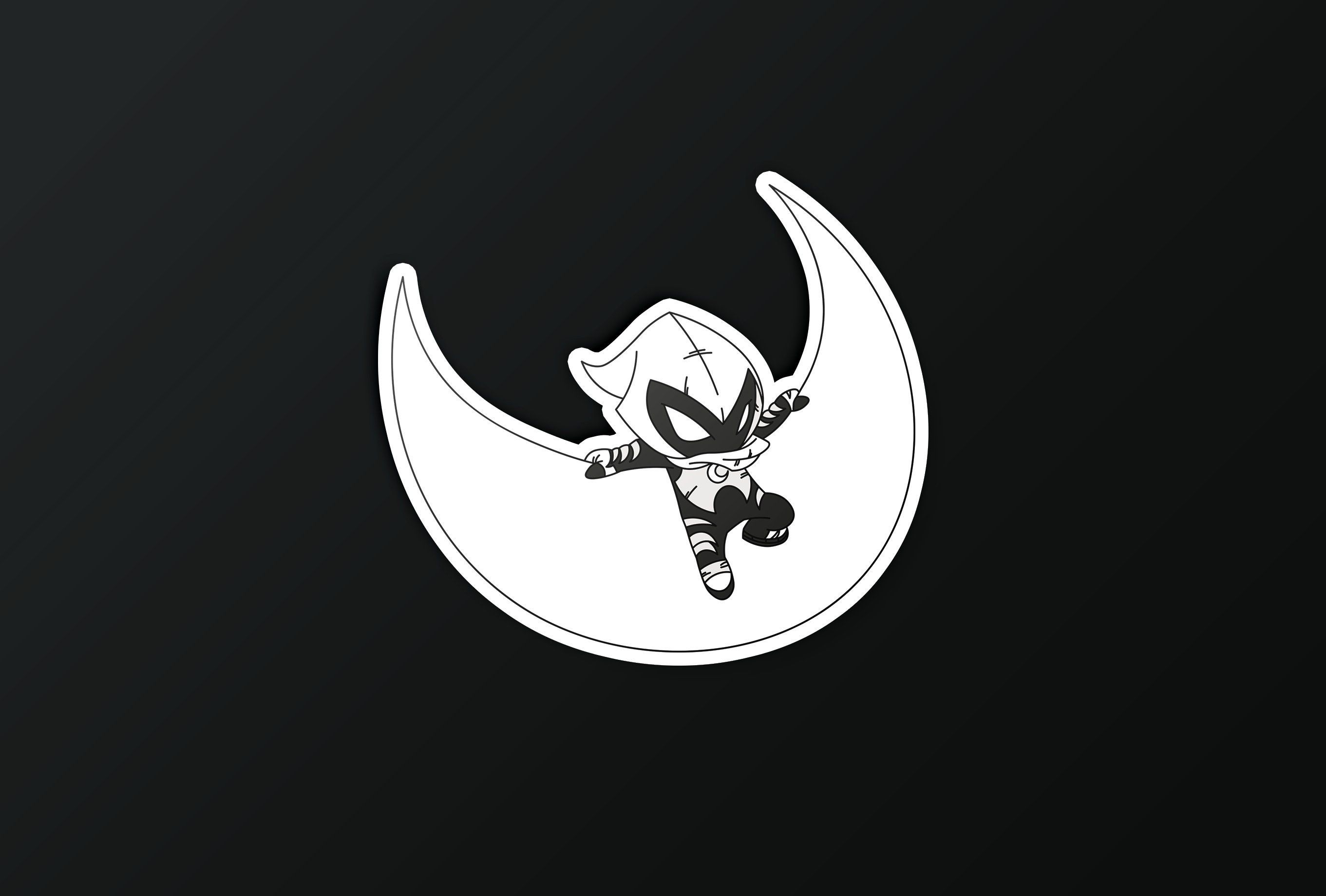 2722x1840 Chibi Moon Knight Vinyl Sticker. Marvel Super Hero Fan Art