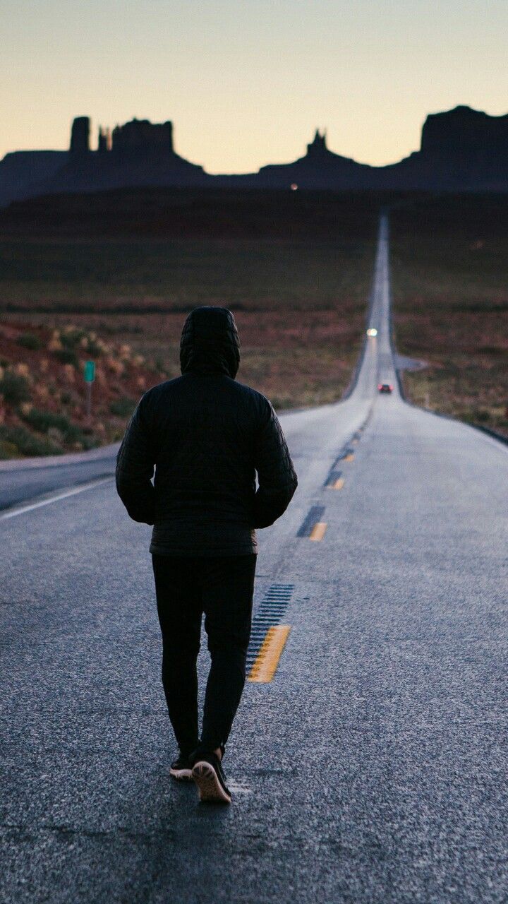 720x1280 Motivational road photography. Dark and alone, Single man wallpaper, Walking