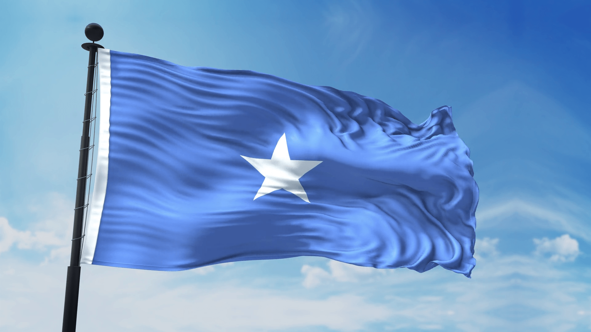 1920x1080 Somalia Realistic Flag Waving In Blue Sky 4k Stock Motion Graphics SBV 349061875