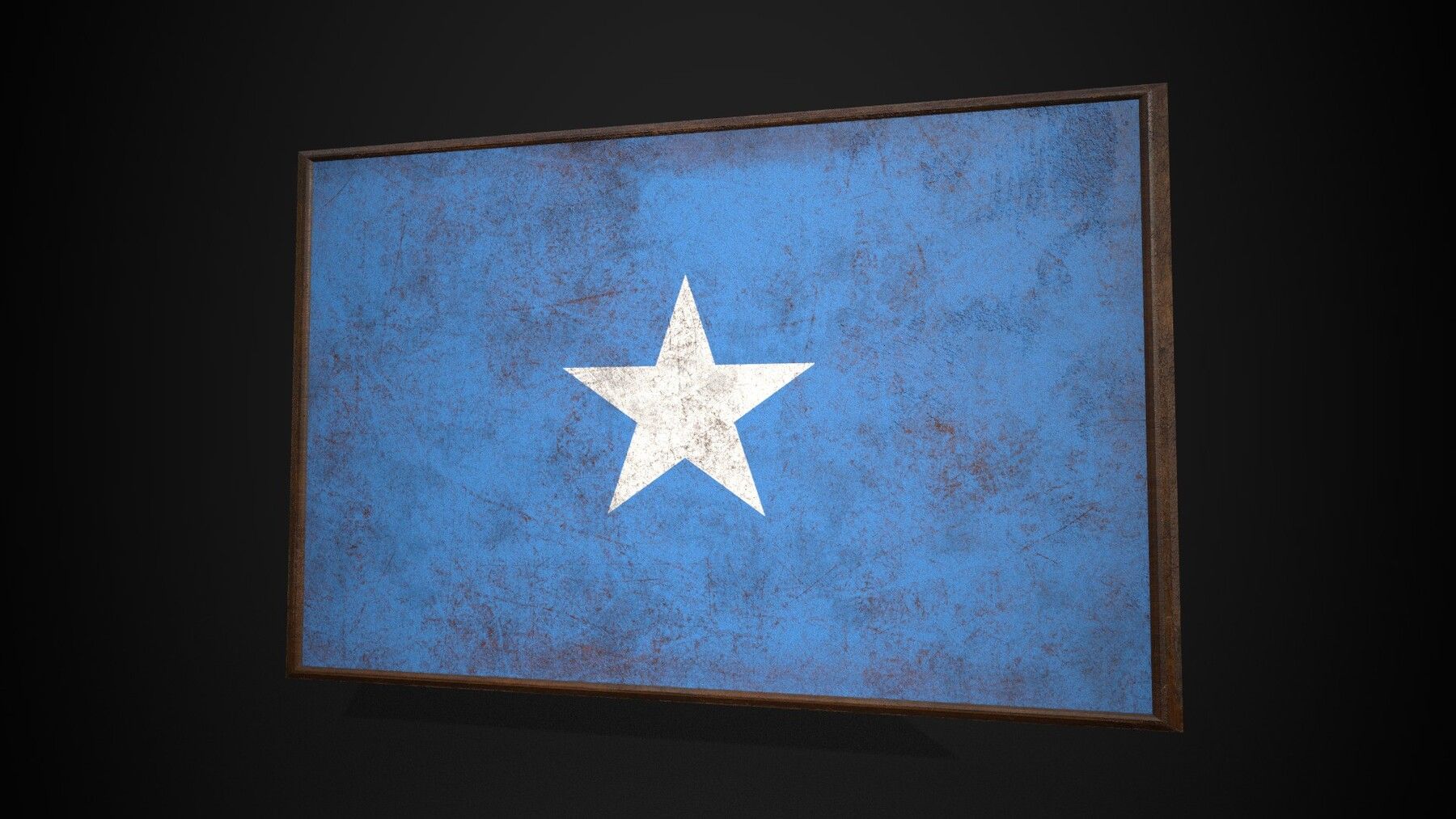 1800x1013 Old Picture Frame With Somalia Flag Ready PBR Low Poly 3D Model